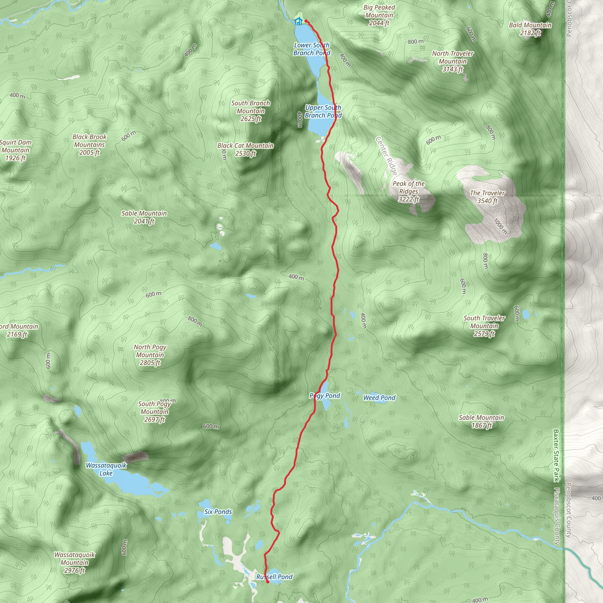 Upper South Branch Pond and Lower South Branch Pond via Pogy Notch Trail mobile static map
