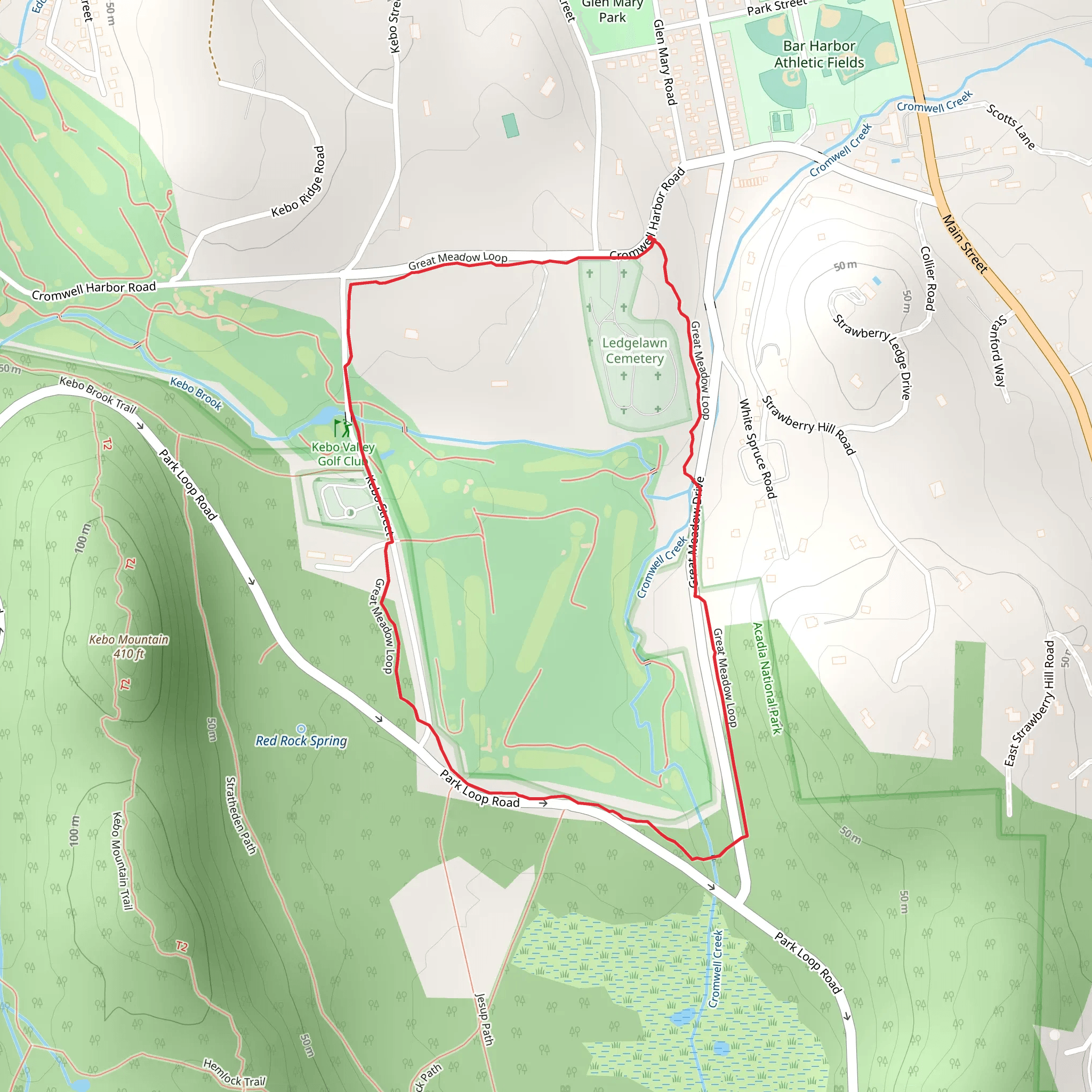 Great Meadow Loop Trail mobile static map