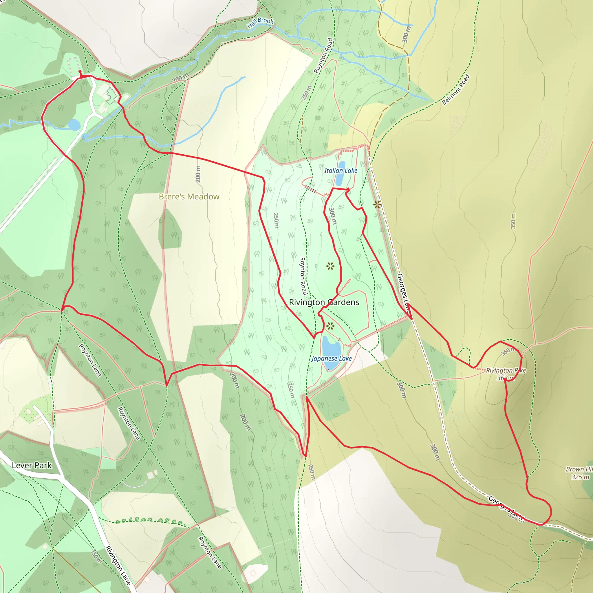 Rivington Pike and Hall Closes Loop mobile static map