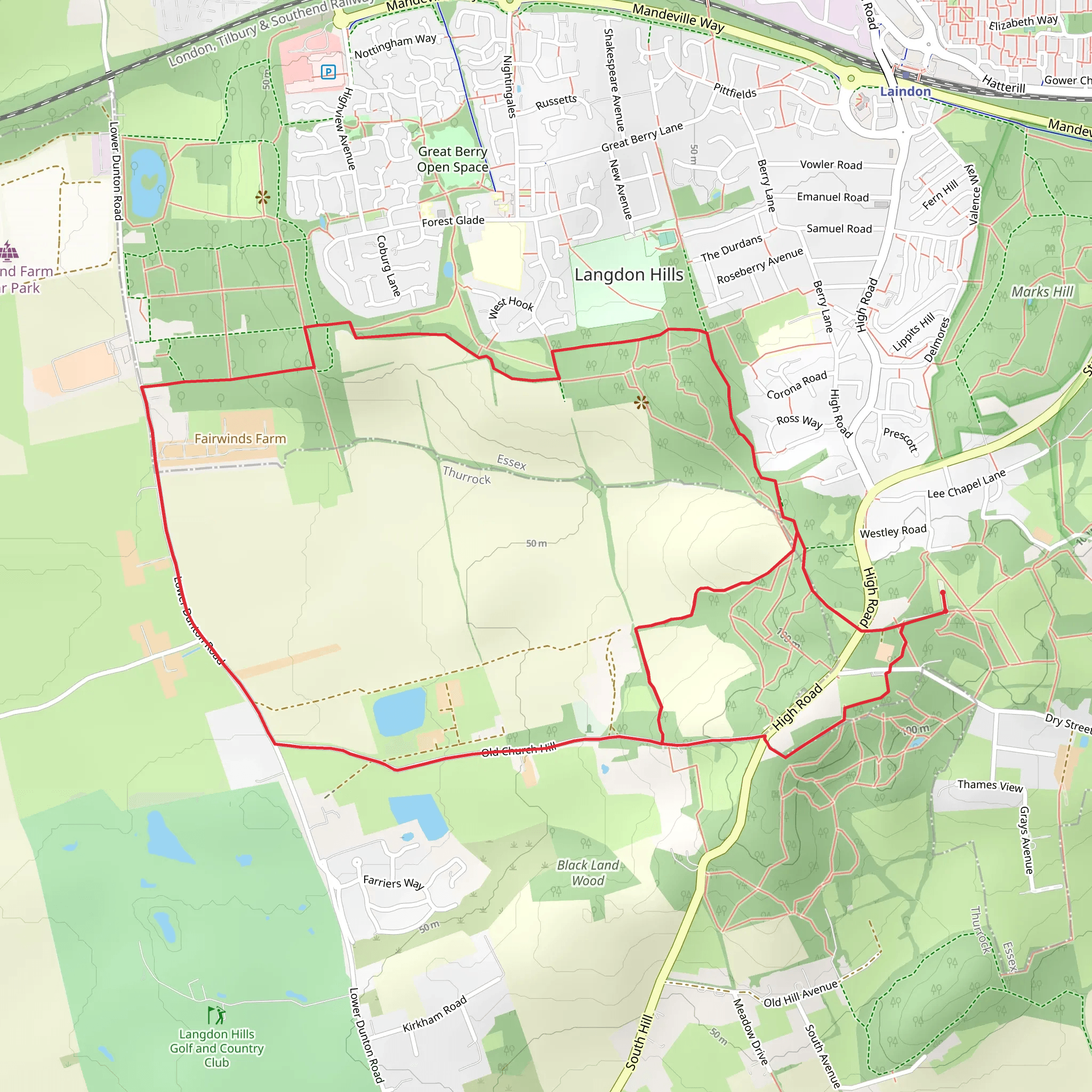 Langdon Hills Country Park mobile static map