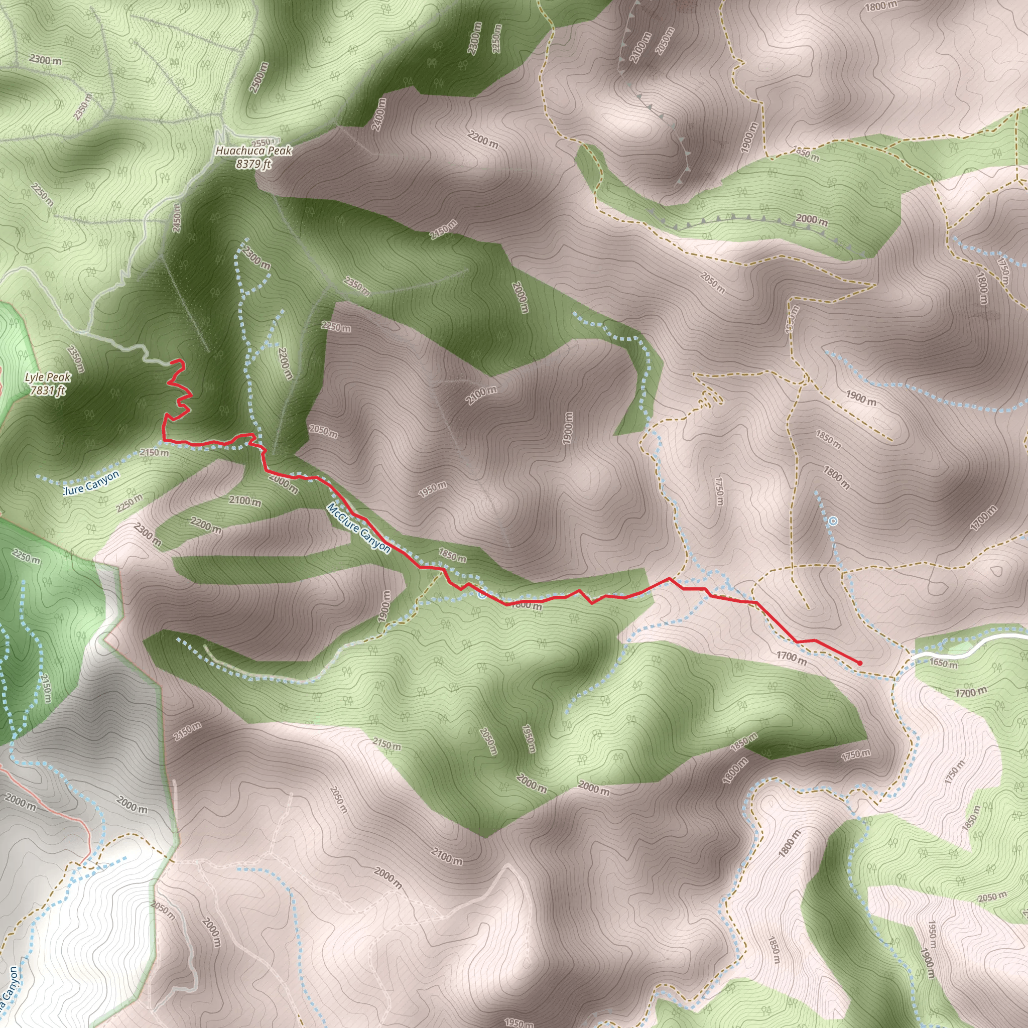 McClure Canyon Out and Back mobile static map