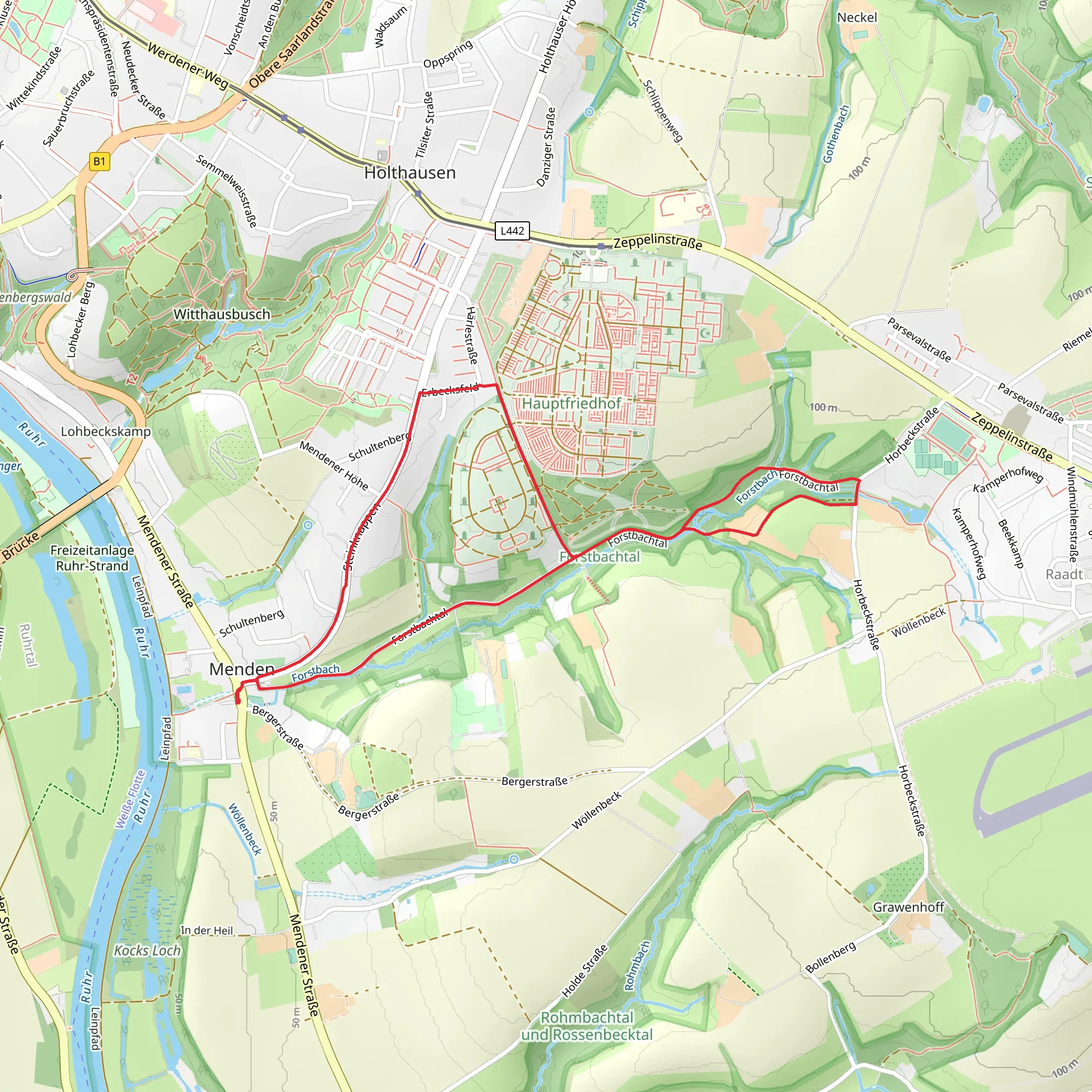 Z Kaiserplatz Menden and Forstbachtal Loop mobile static map