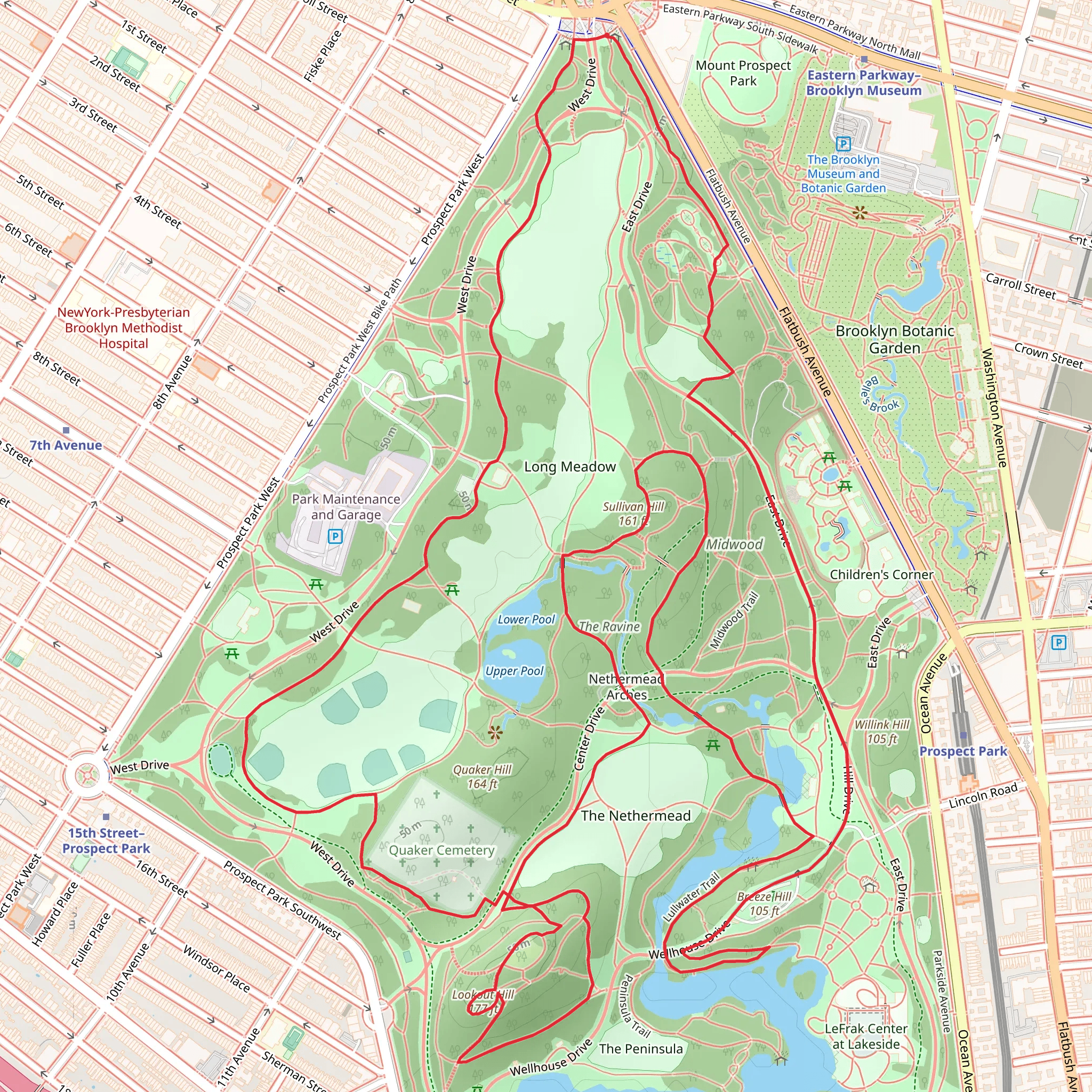 Quaker Hill, Sullivan Hill and Breeze Loop via Binnen Water mobile static map