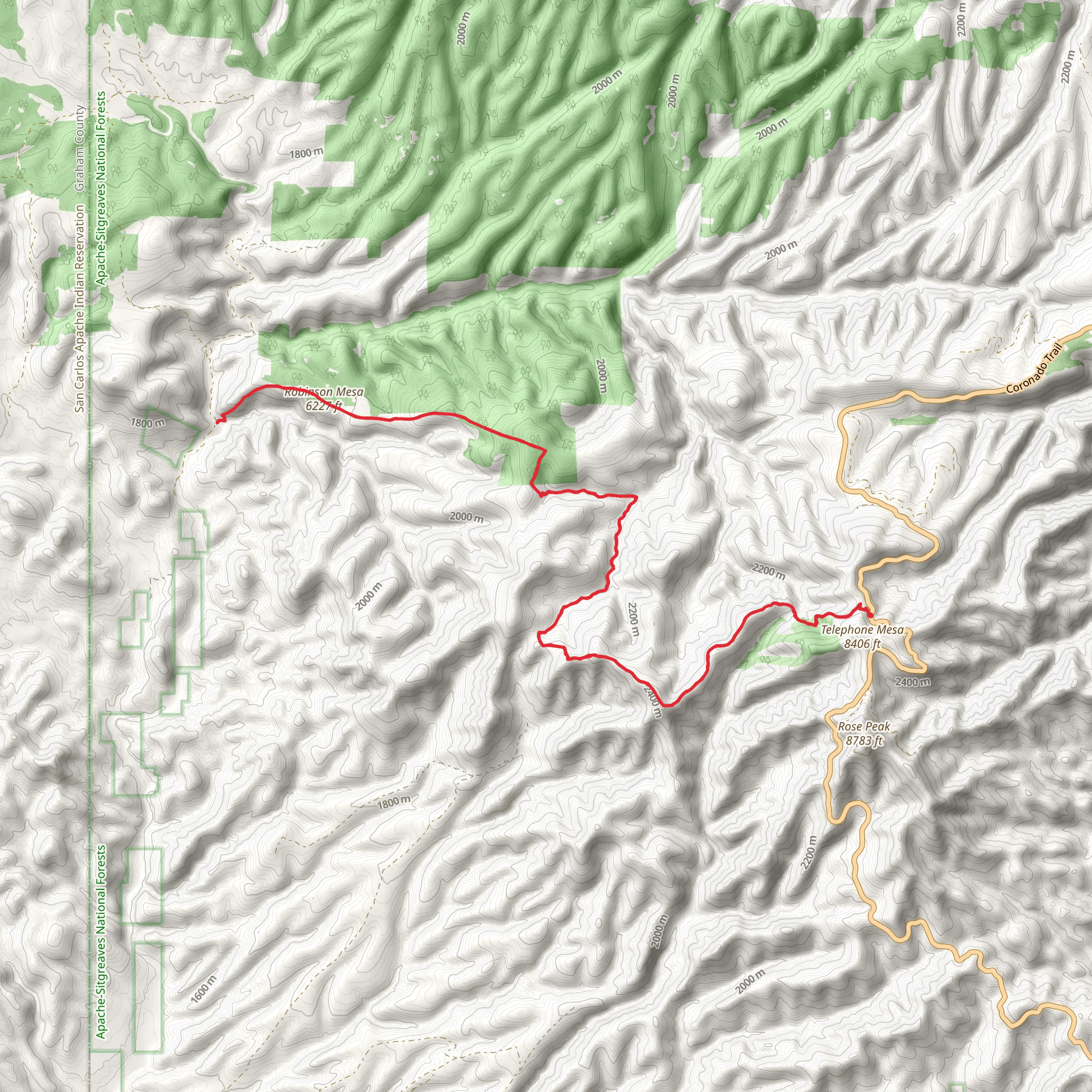 Robinson Mesa Trail mobile static map