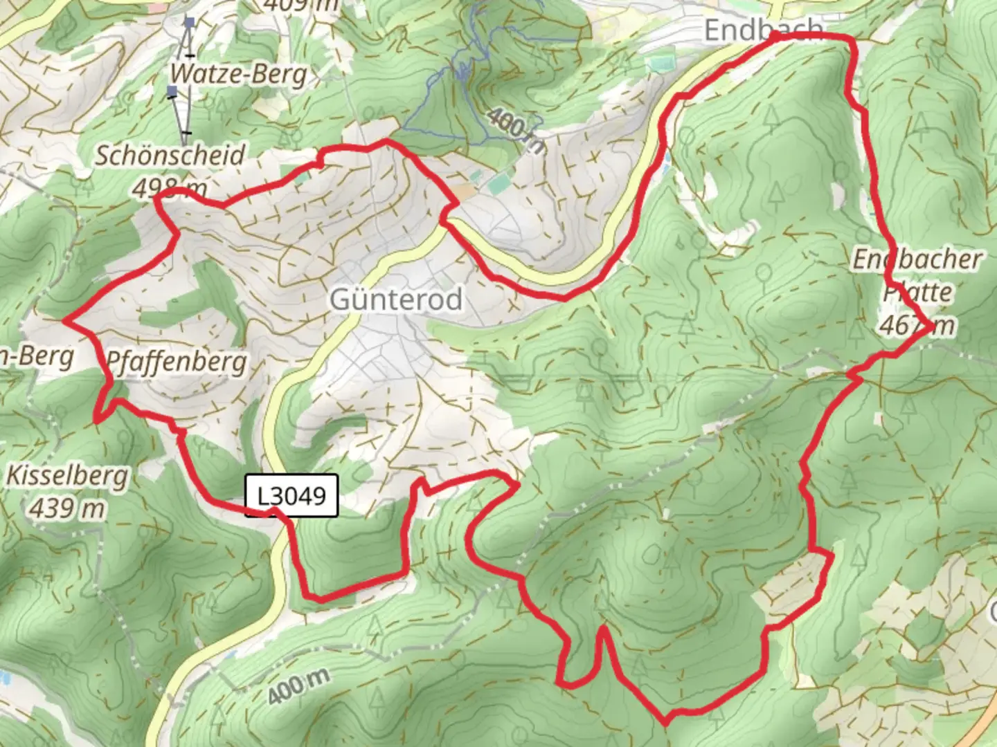An image depicting the trail Bad Endbach and Gunterod Loop and its surrounding area.