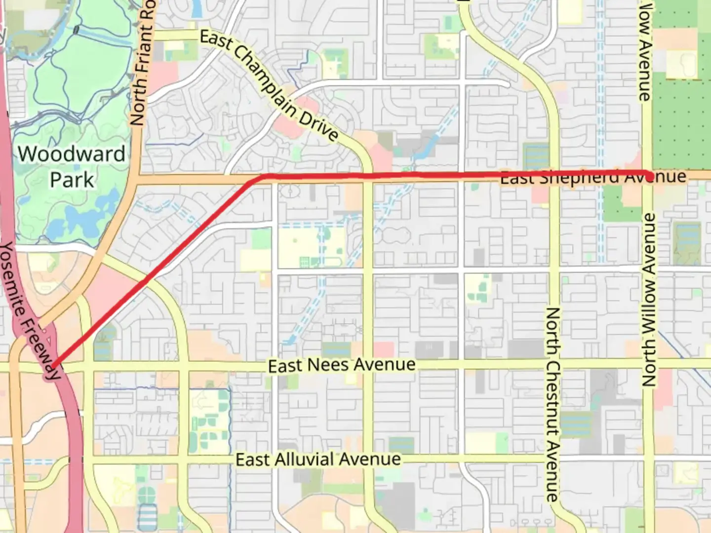 An image depicting the trail Clovis Trail Out and Back and its surrounding area.