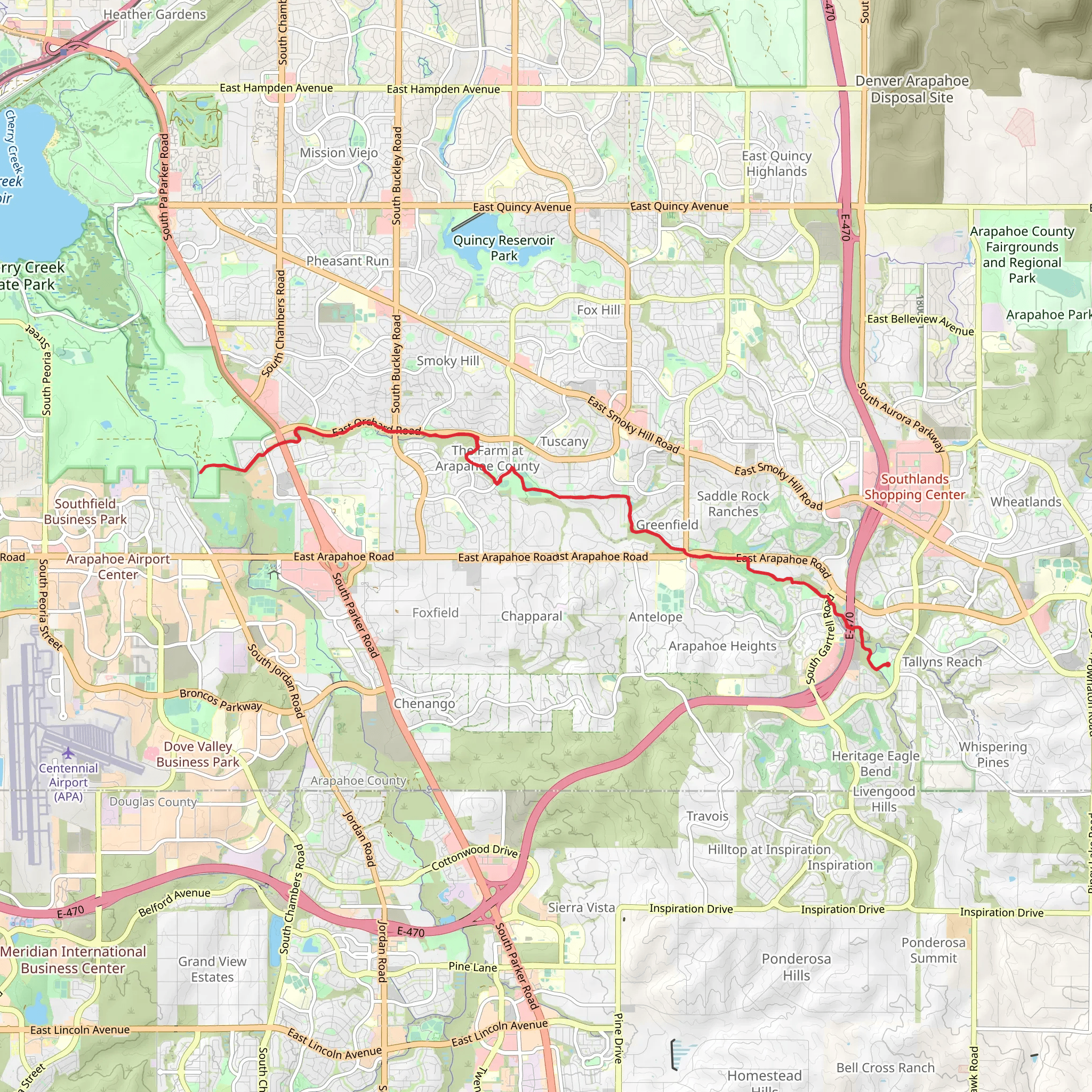 PIney Creek Trail mobile static map