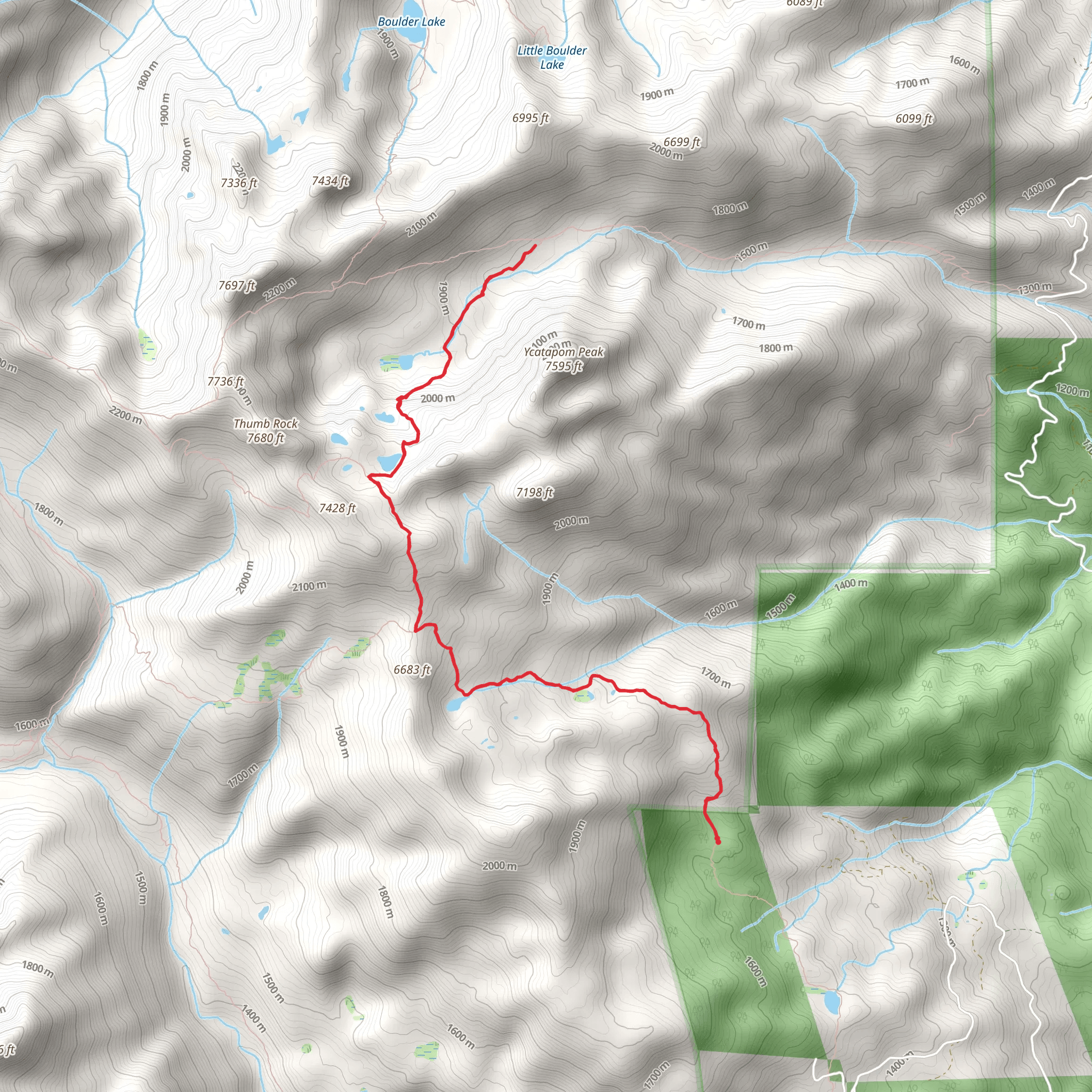 Shimmy Lake and Lilypad Lake via Deer Flat Trail mobile static map