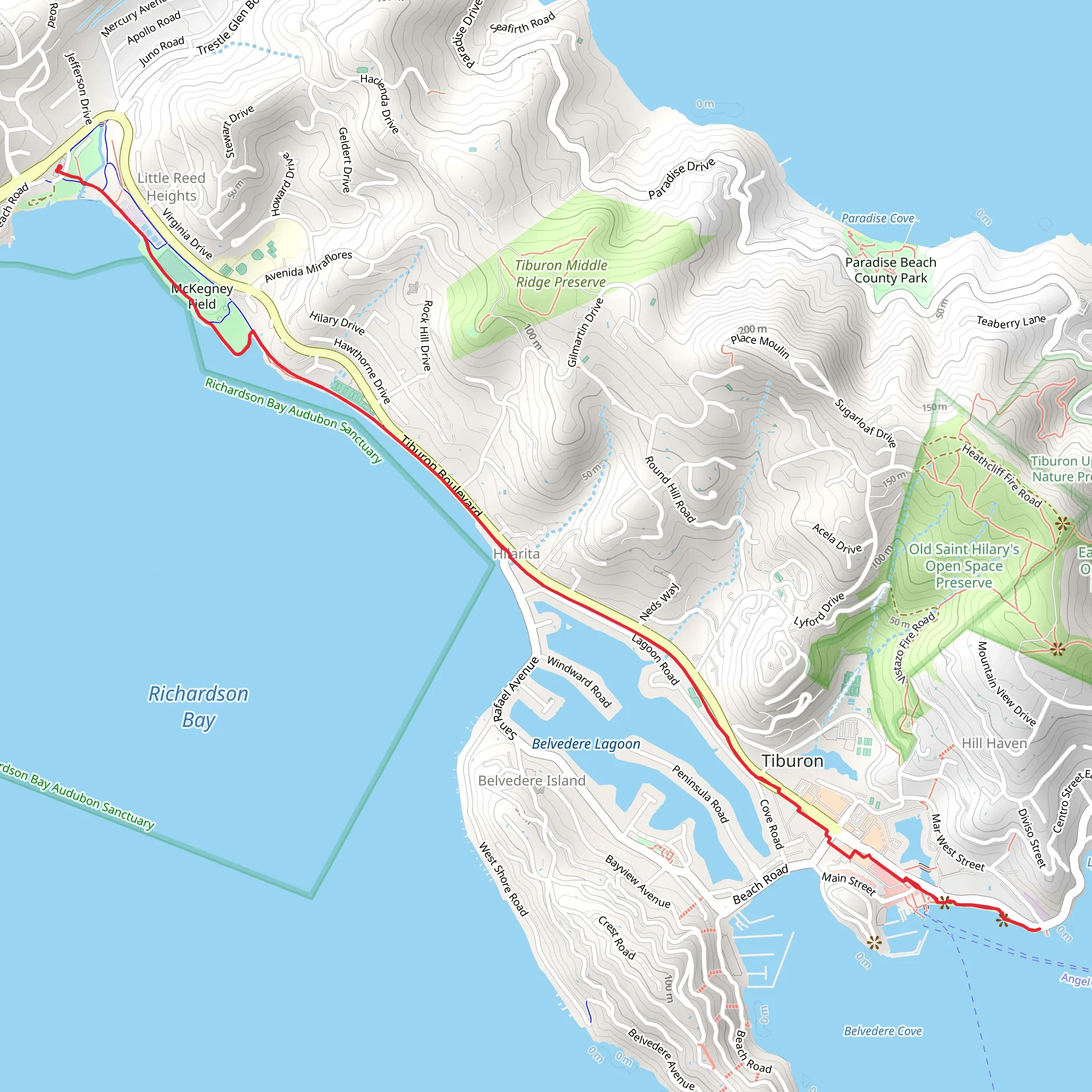 Tiburon Linear Park mobile static map