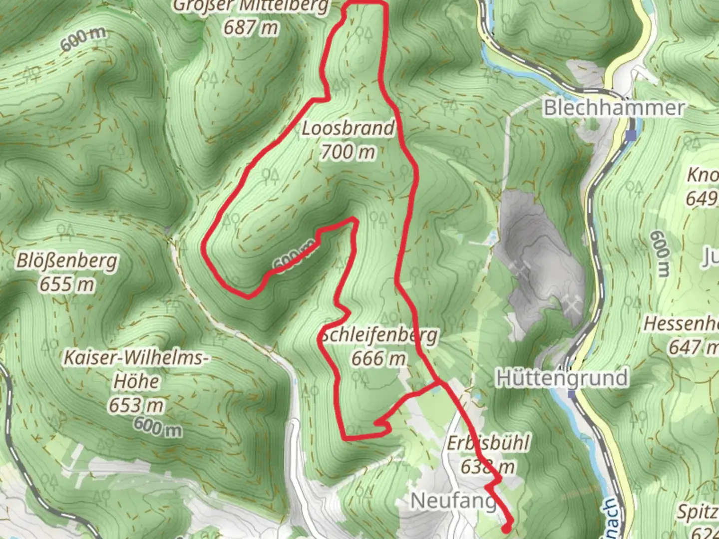 An image depicting the trail Clemens-Major Wanderweg and Shellyweg and its surrounding area.