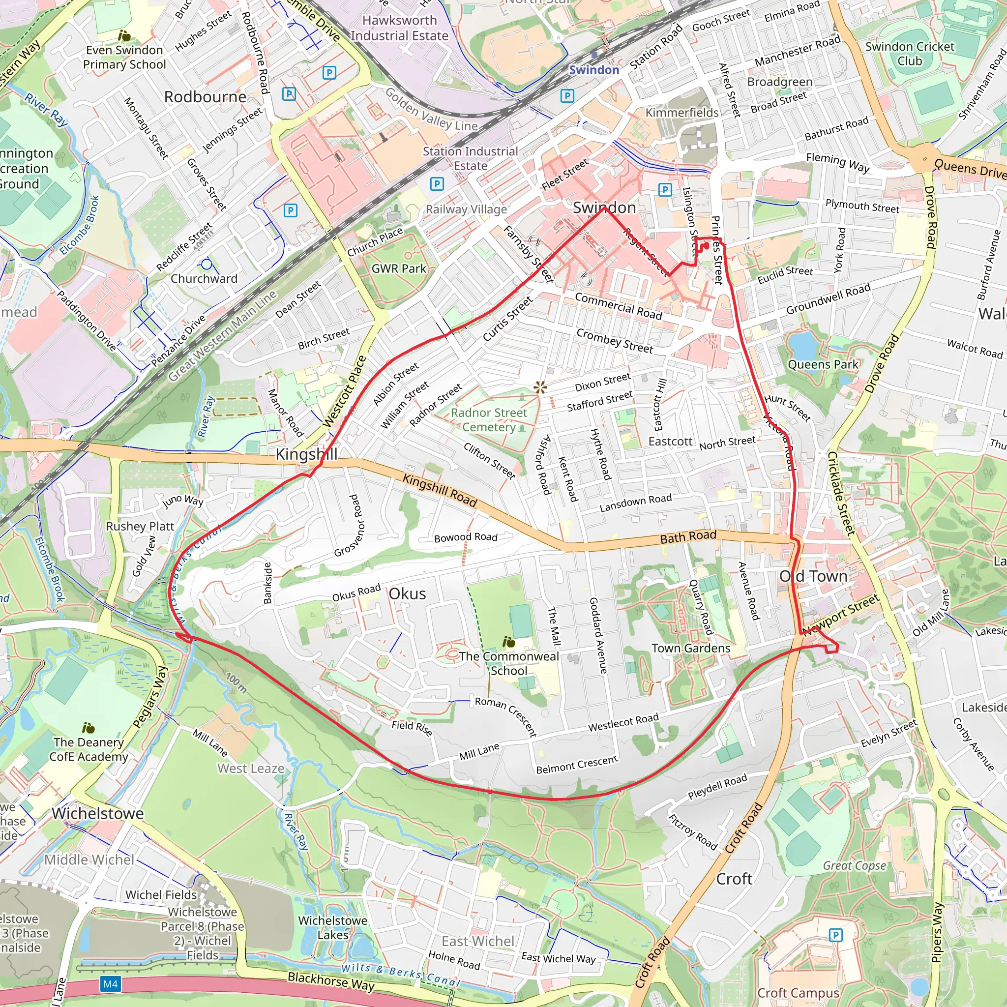 Old Town Path and Canal Walk mobile static map