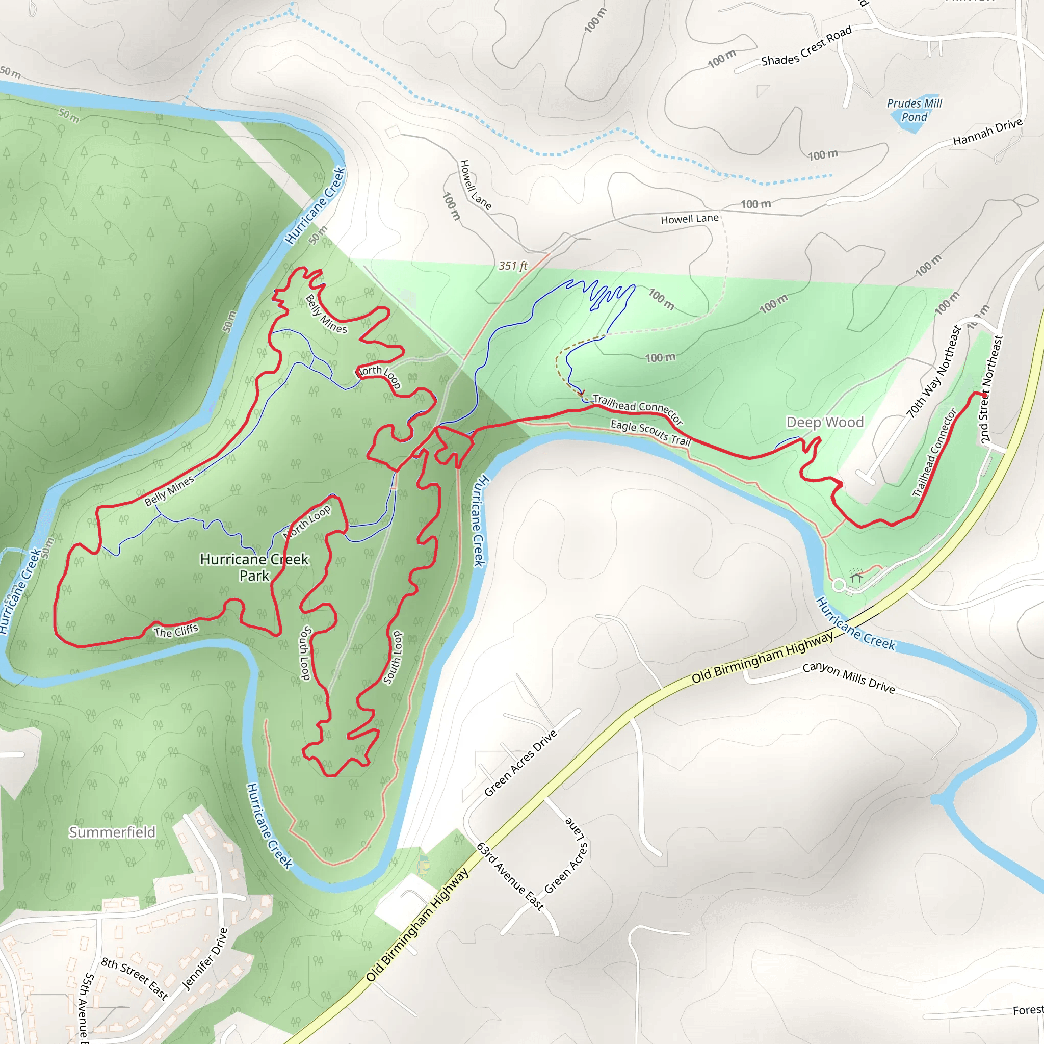 North, The Cliffs and South Loop Trail from Deep Wood mobile static map