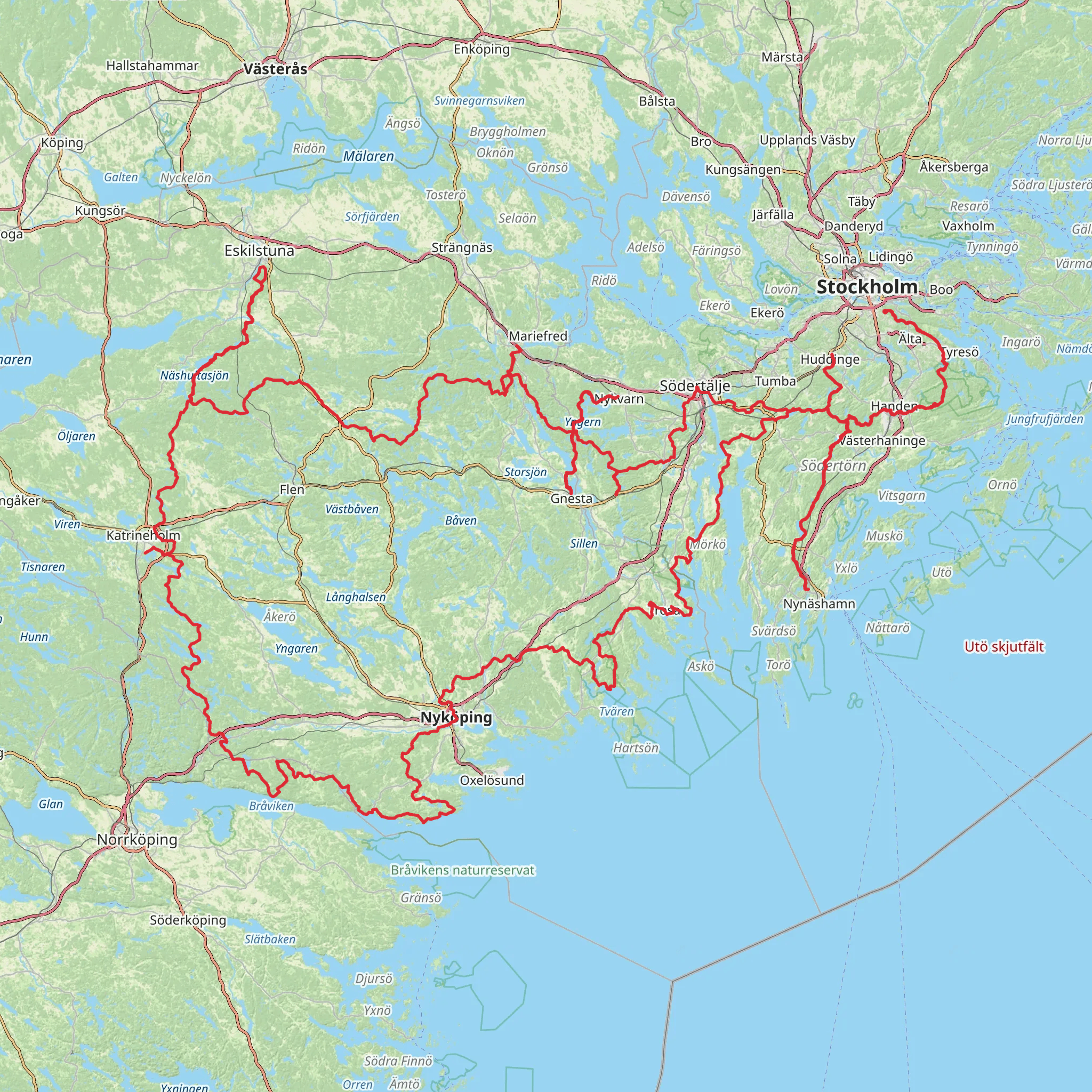Sörmlandsleden Trail mobile static map
