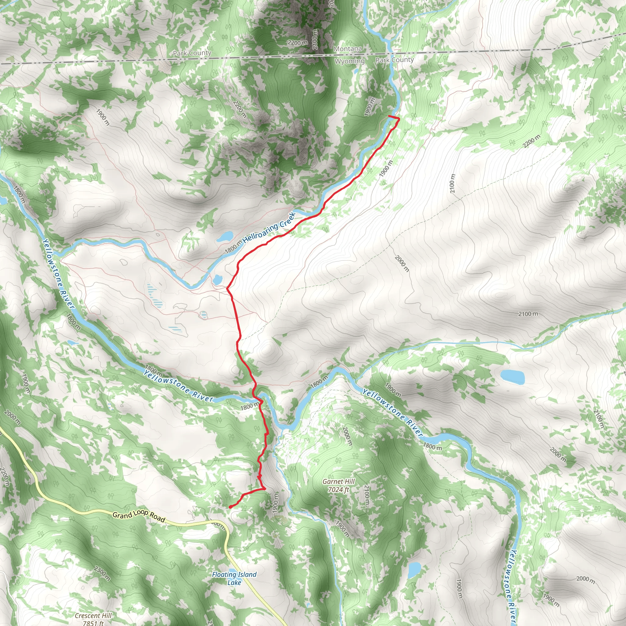 Hellroaring Stock Cutoff via Hellroaring Creek Trail mobile static map