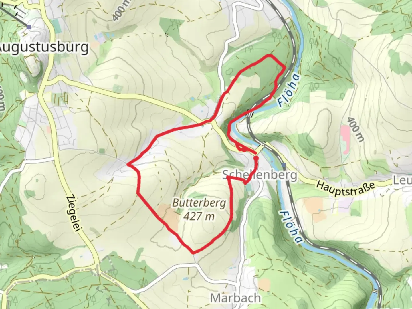 An image depicting the trail Rund um Schellenberg and its surrounding area.
