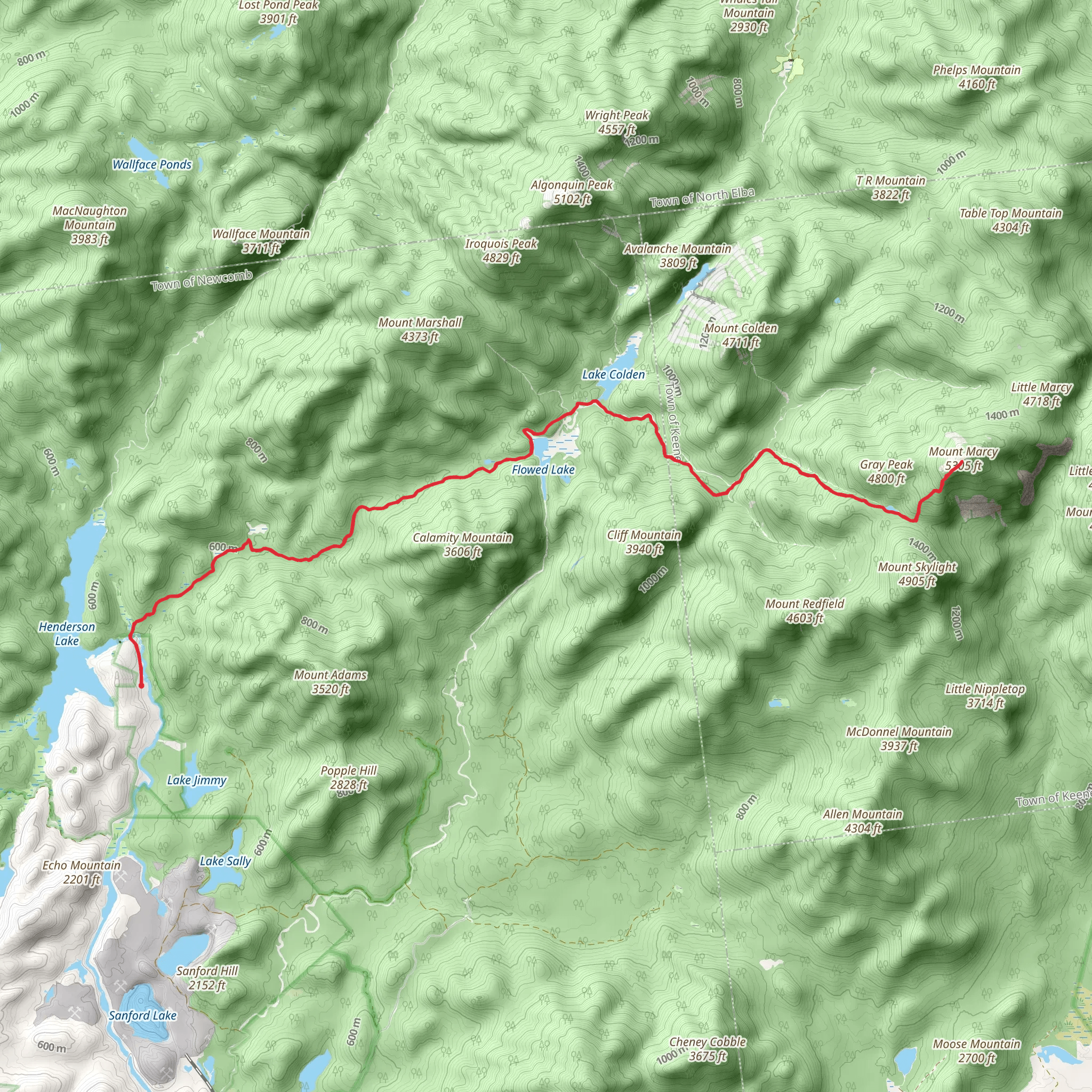 Gray Peak via Calamity Brook Trail mobile static map