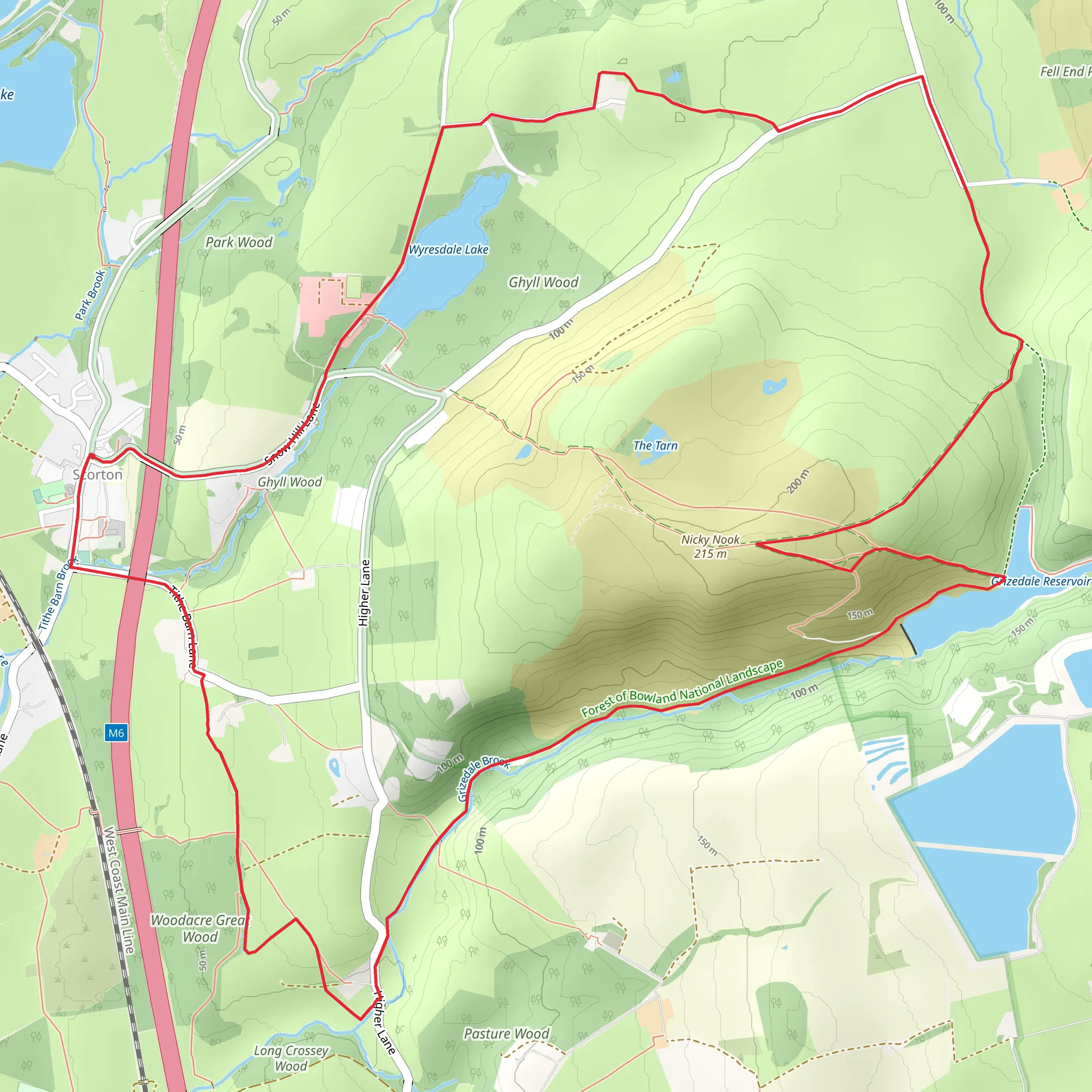Wyresdale Lake, Nicky Nook and Grizedale Reservoir mobile static map