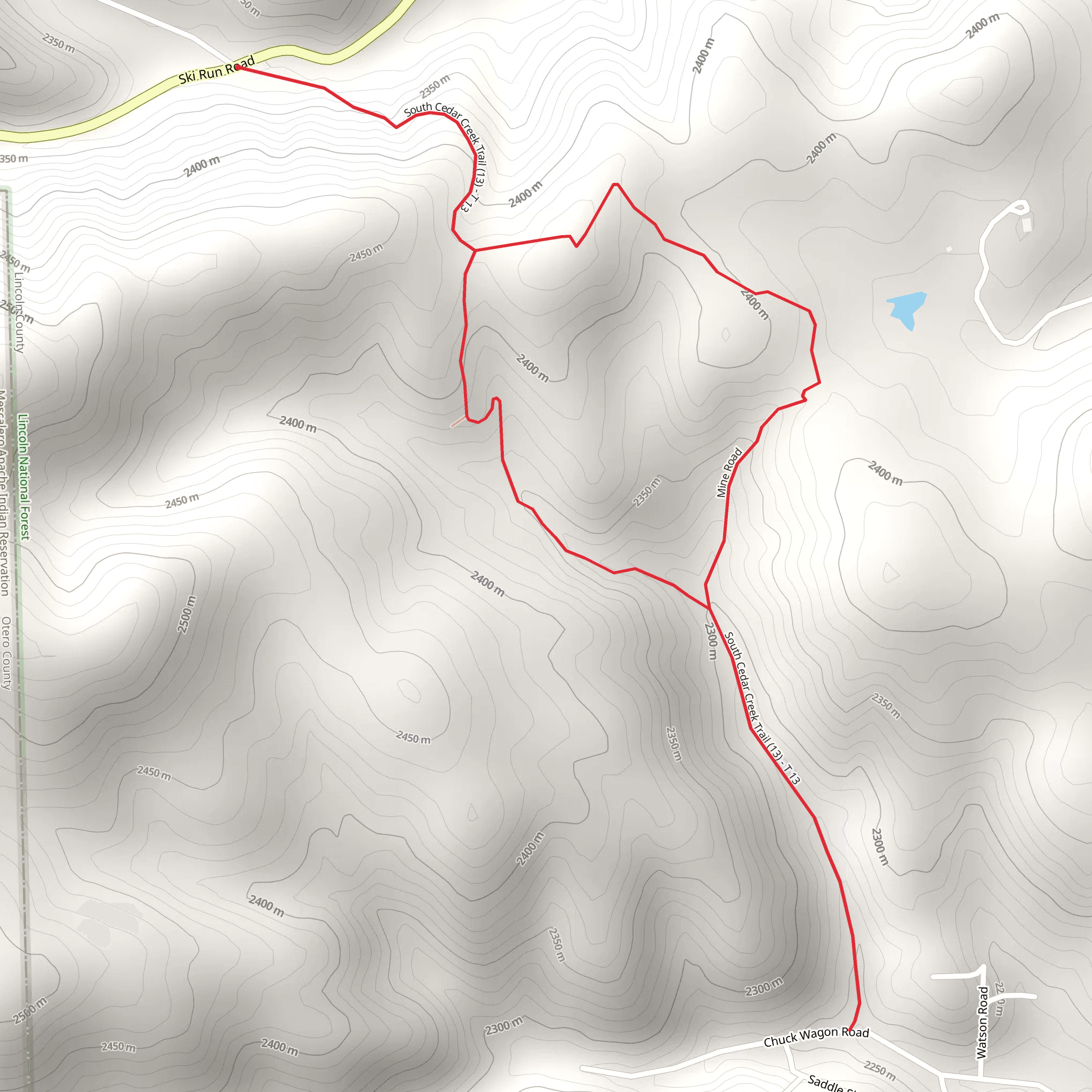 North Cedar Creek Trail and Mine Road mobile static map