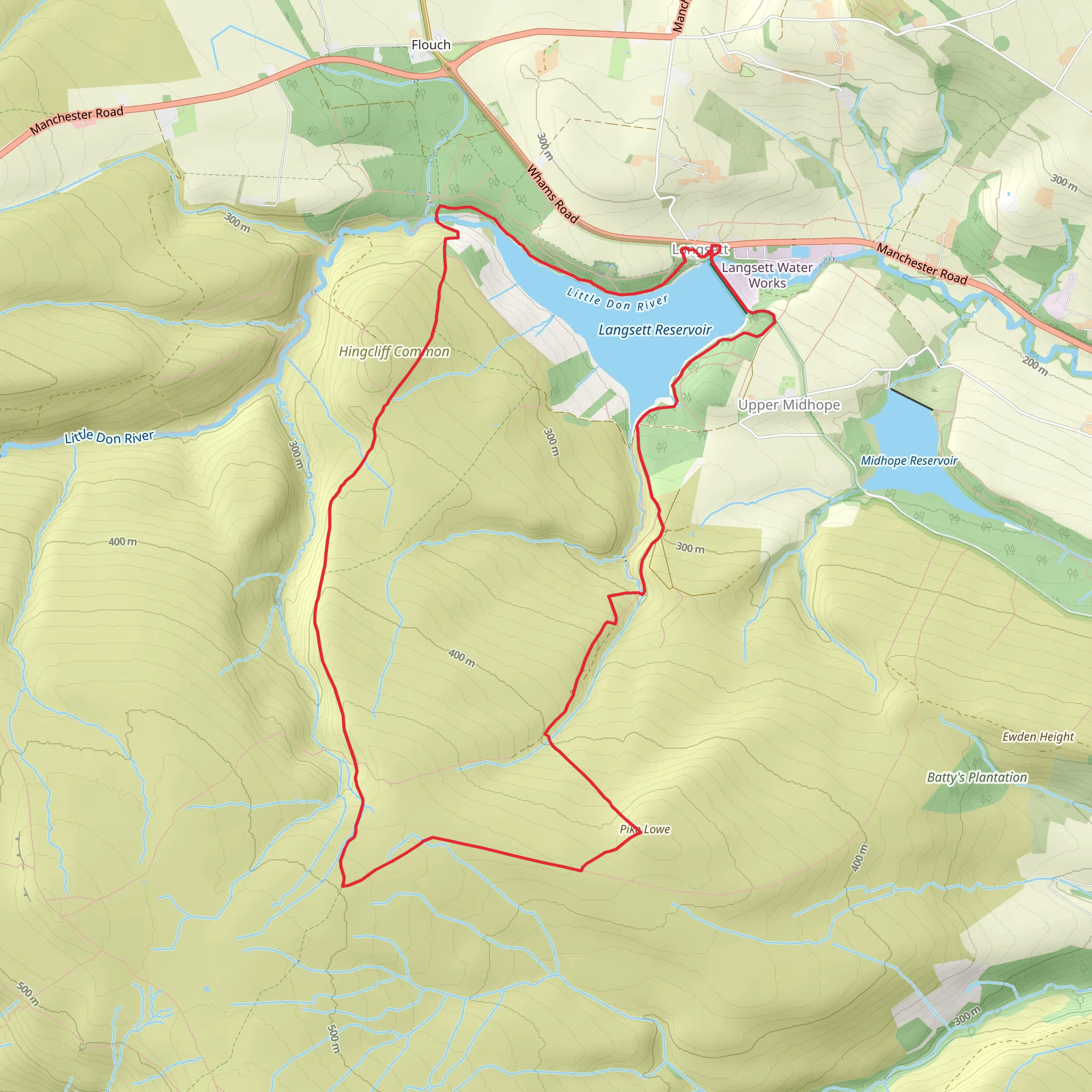 Langsett Reservoir to Pike Lowe Loop mobile static map