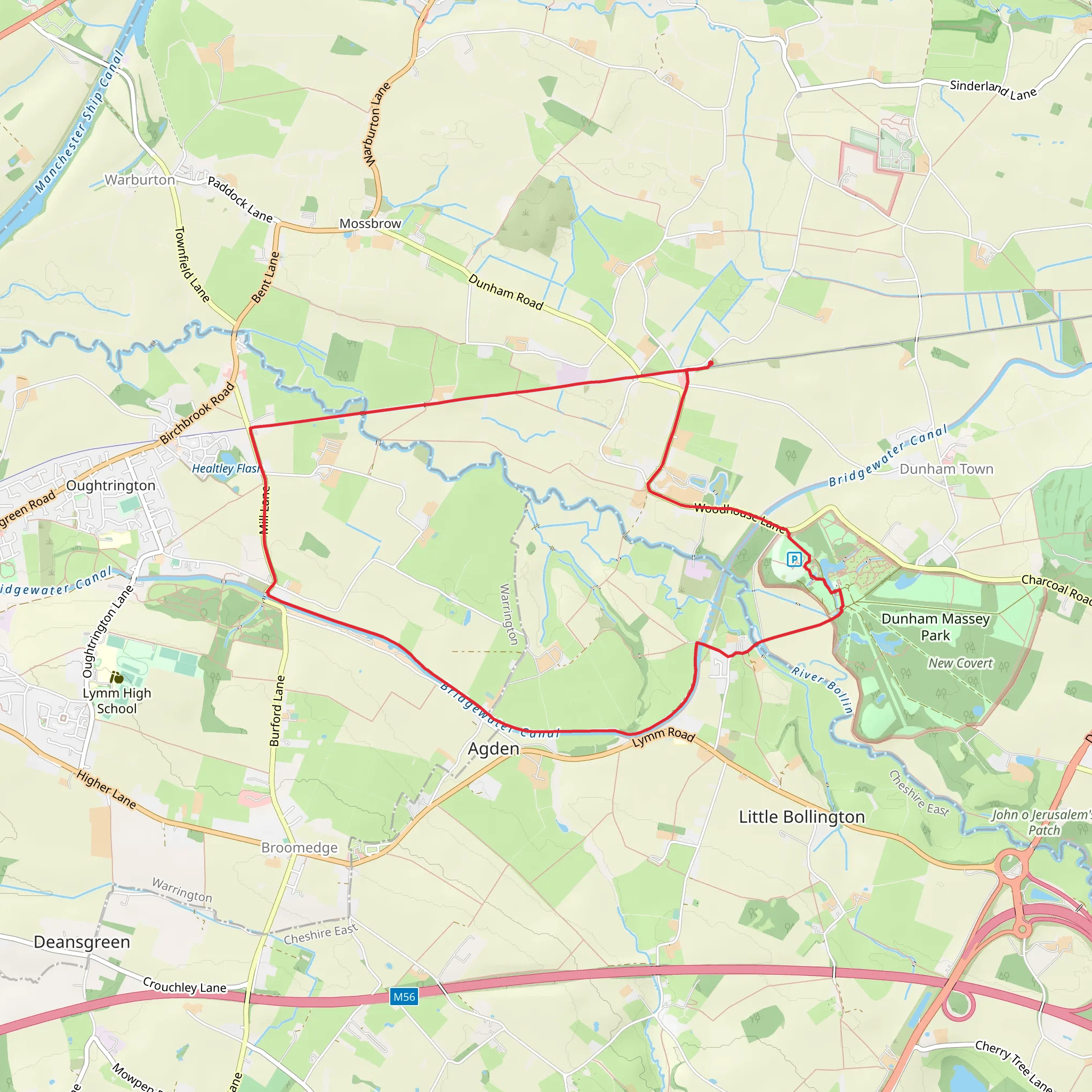 Cheshire Ring Canal Walk in Dunham Massey Country Park mobile static map