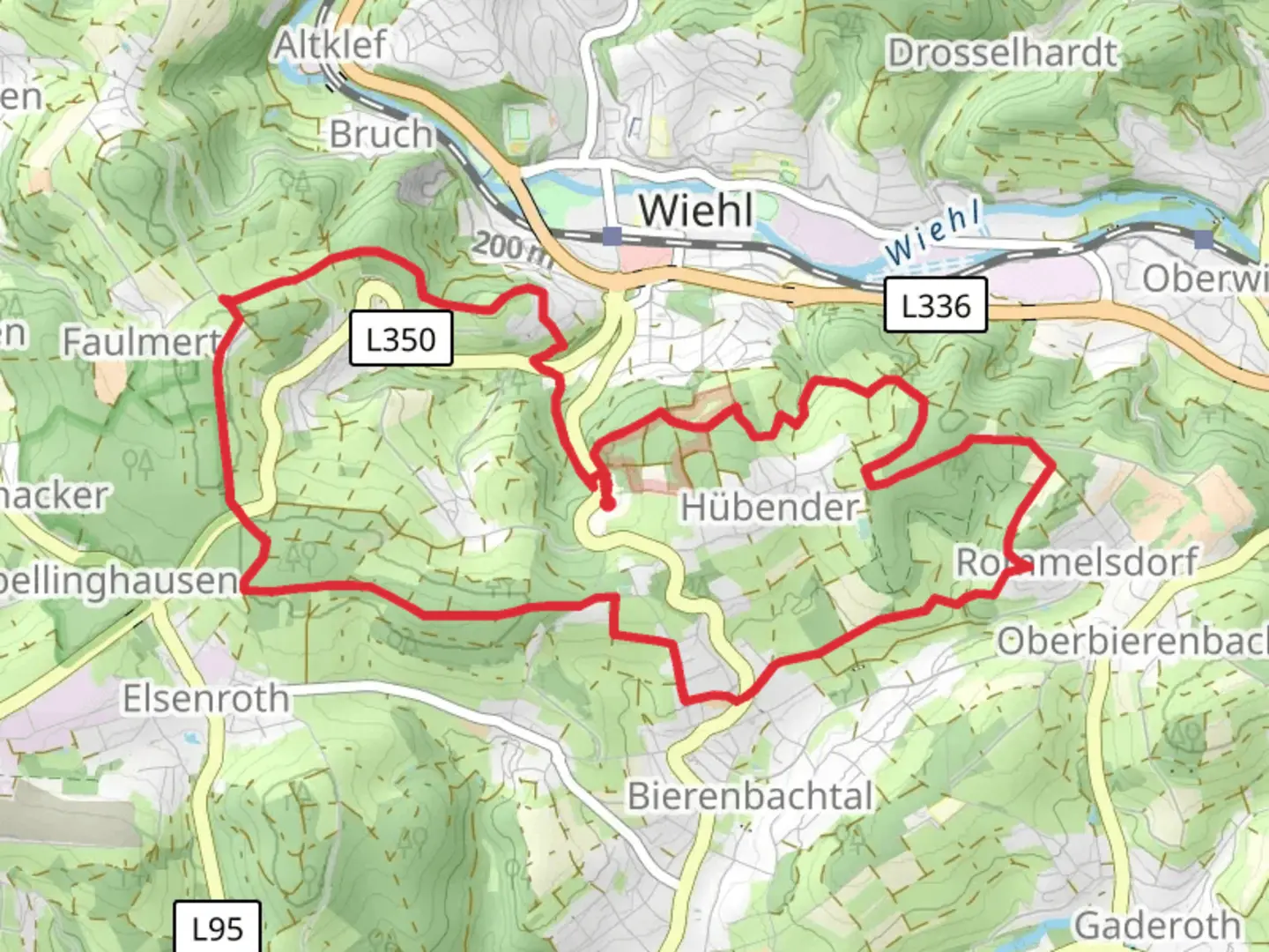 An image depicting the trail Tropfsteinhoehle Rundweg A2 and Waldklimapfad and its surrounding area.