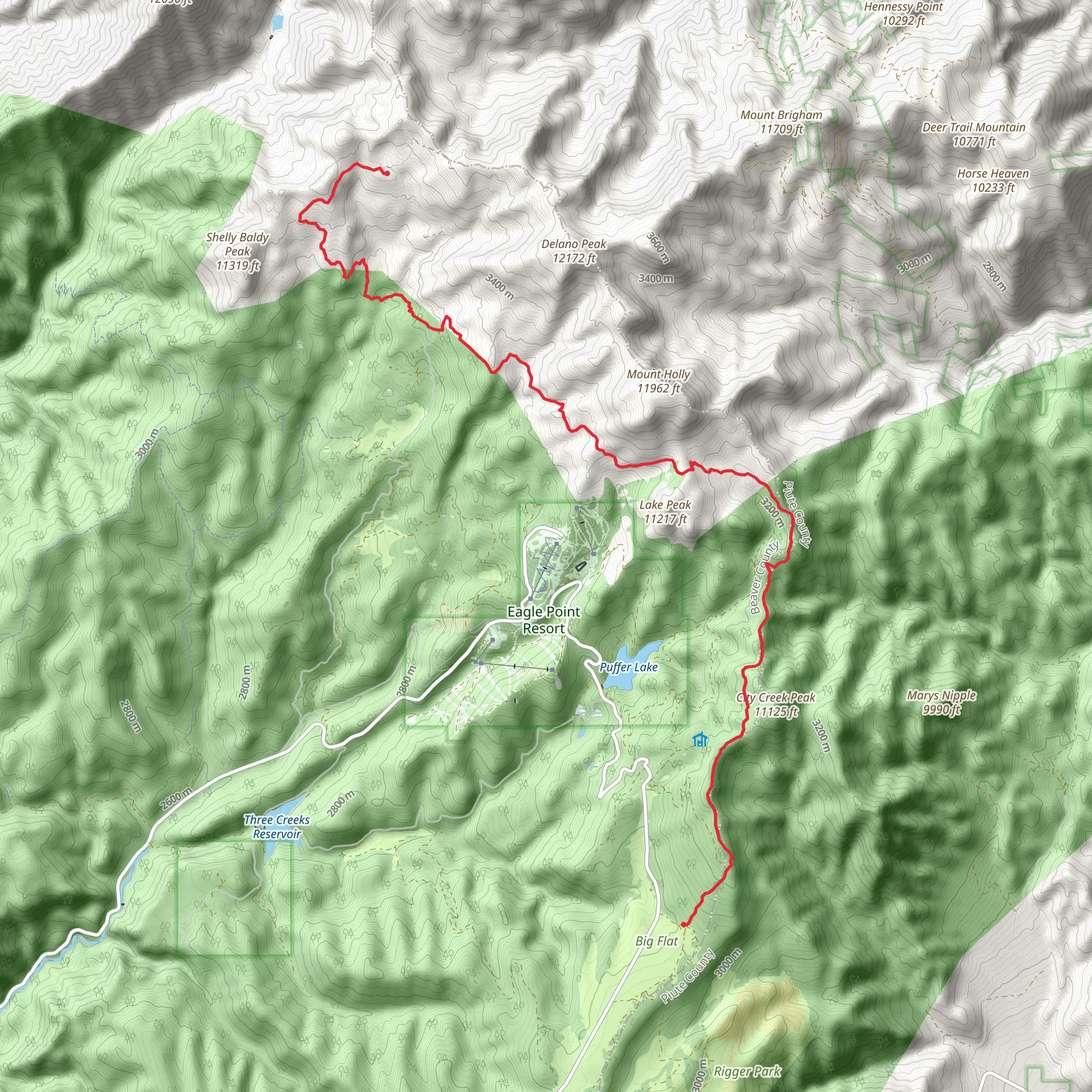 Skyline NRT Trail and Blue Lake Trail mobile static map