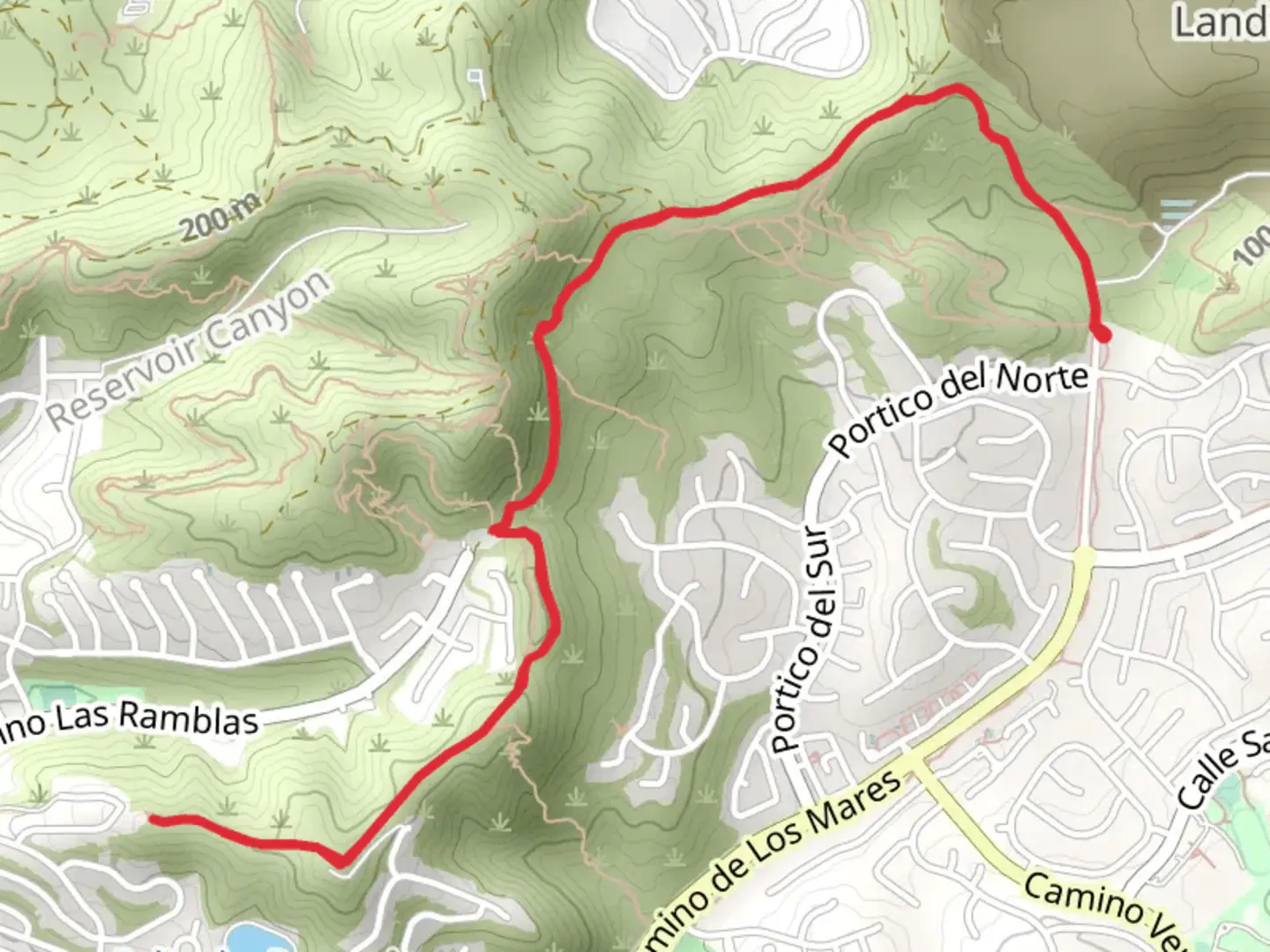 An image depicting the trail Las Ramblas Trail and its surrounding area.