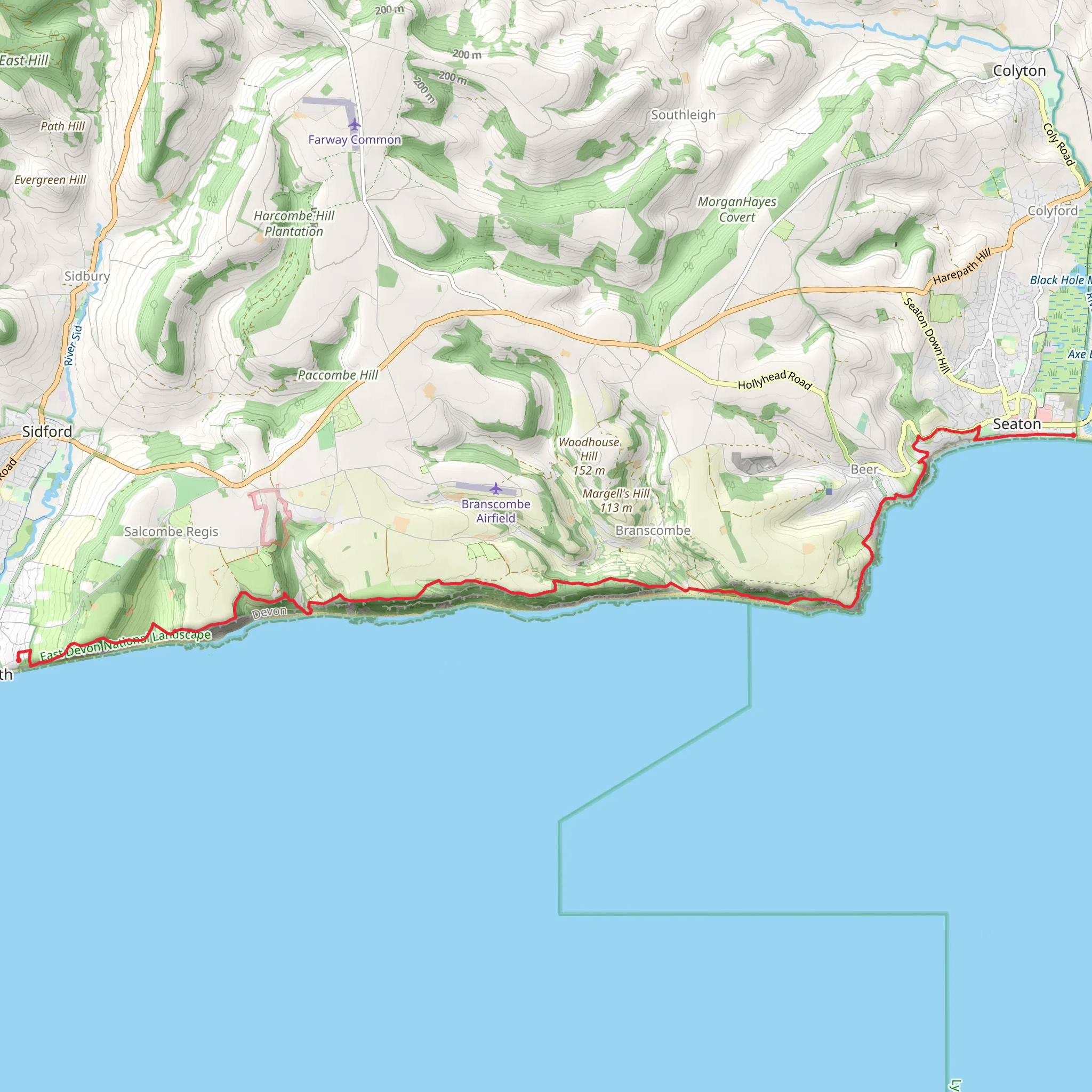 Sidmouth to Seaton Walk mobile static map