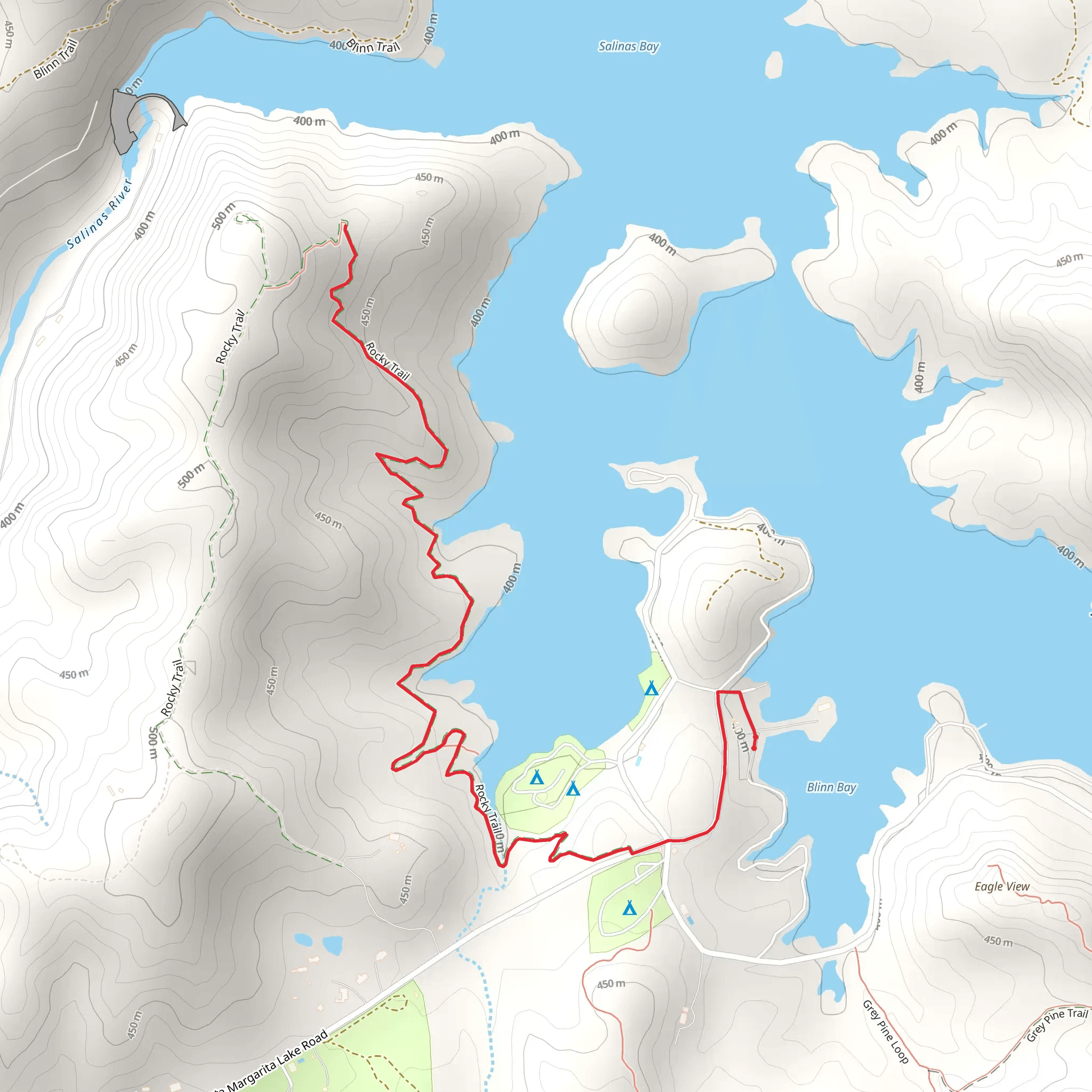 Rocky Trail Out and Back mobile static map