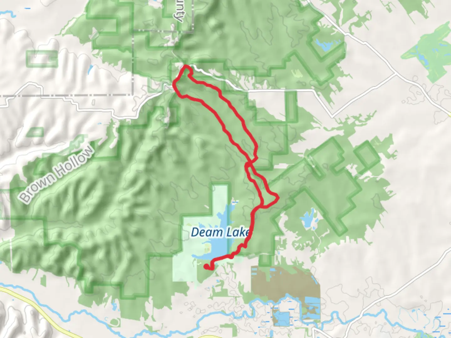 An image depicting the trail Knobstone and Clark State Forest Loop Trails and its surrounding area.