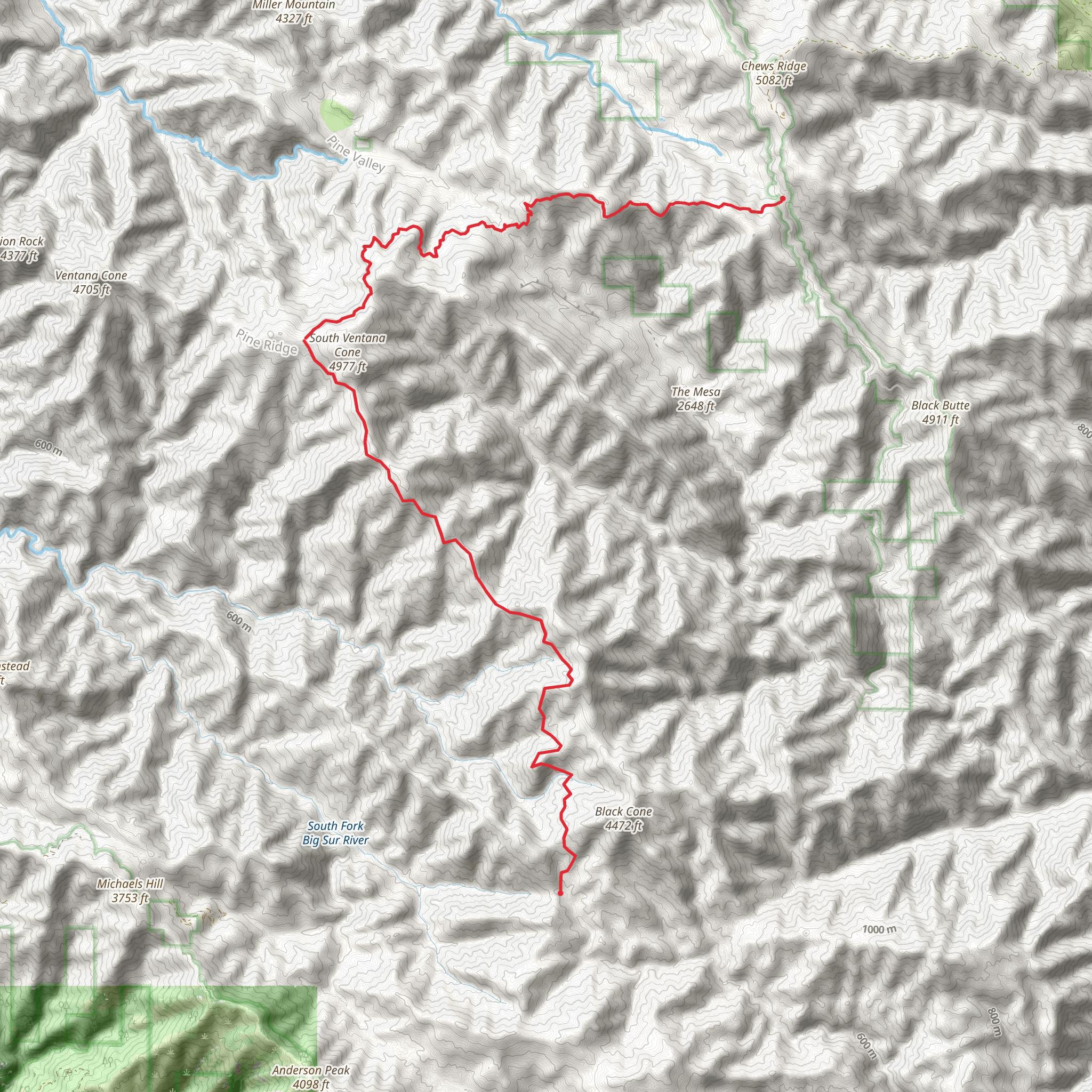 Black Cone Trail mobile static map