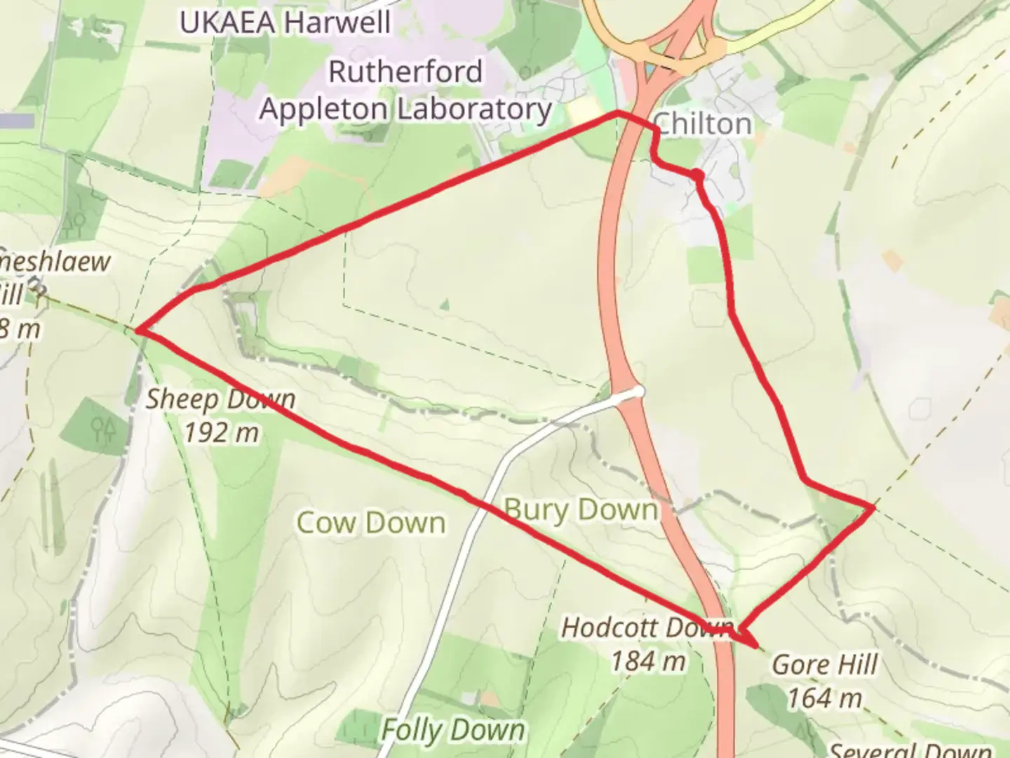 An image depicting the trail Chilton Loop and its surrounding area.