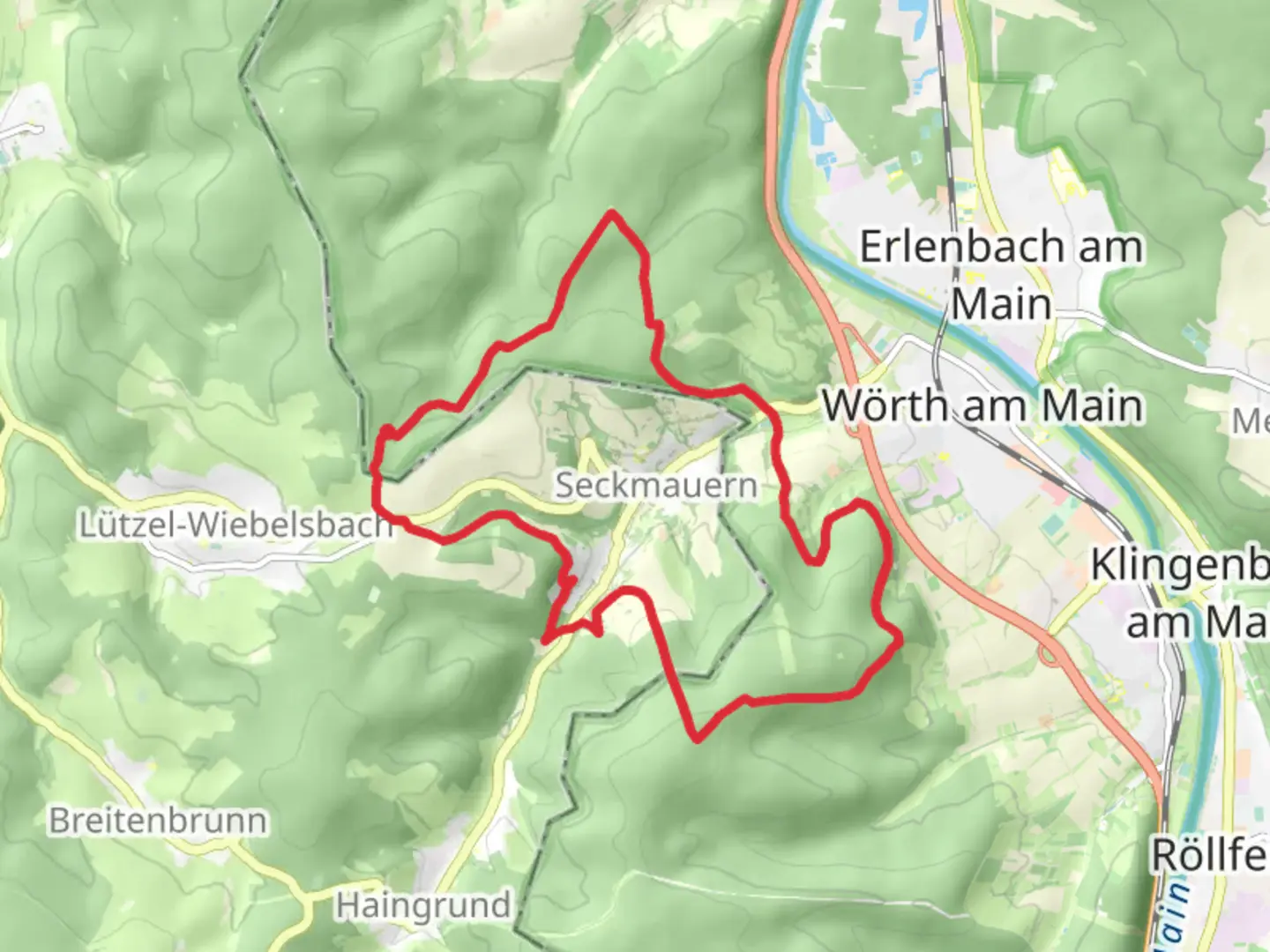 An image depicting the trail Seckmauern Loop and its surrounding area.