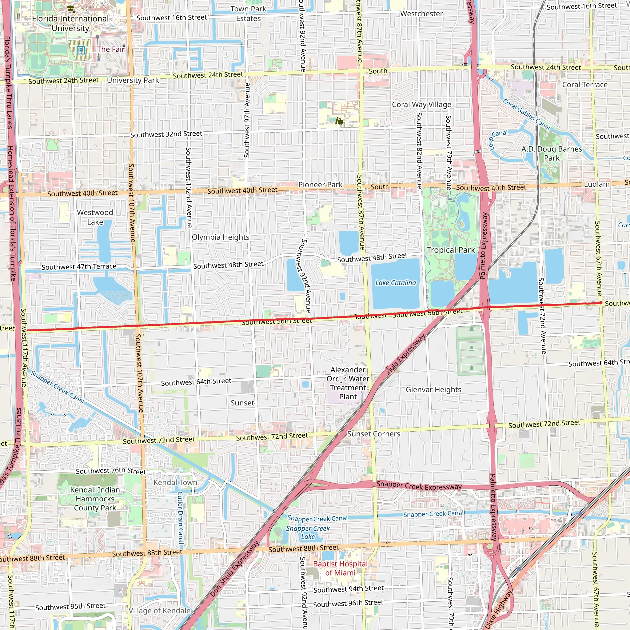 Miller Drive Green and White Path from Southwest 67th Street mobile static map