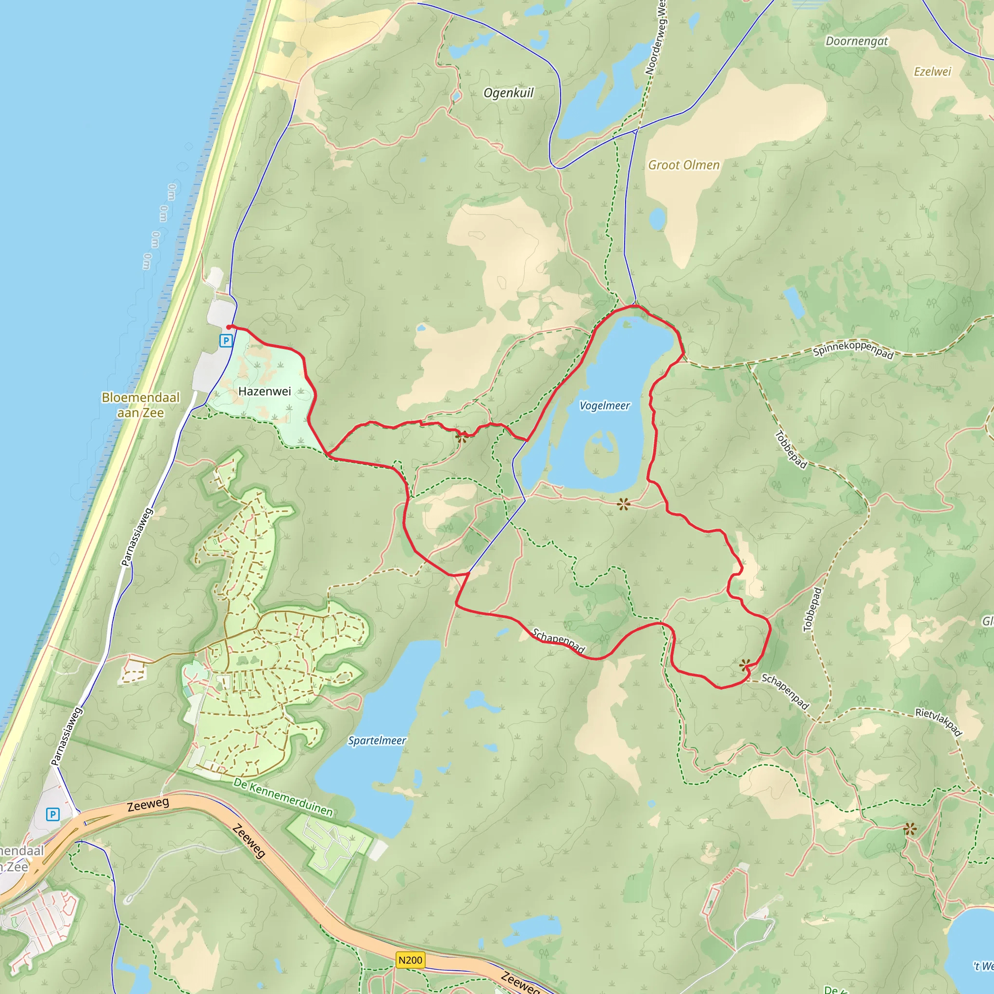 Hazenberg and Vogelmeer via Vogel Weg mobile static map