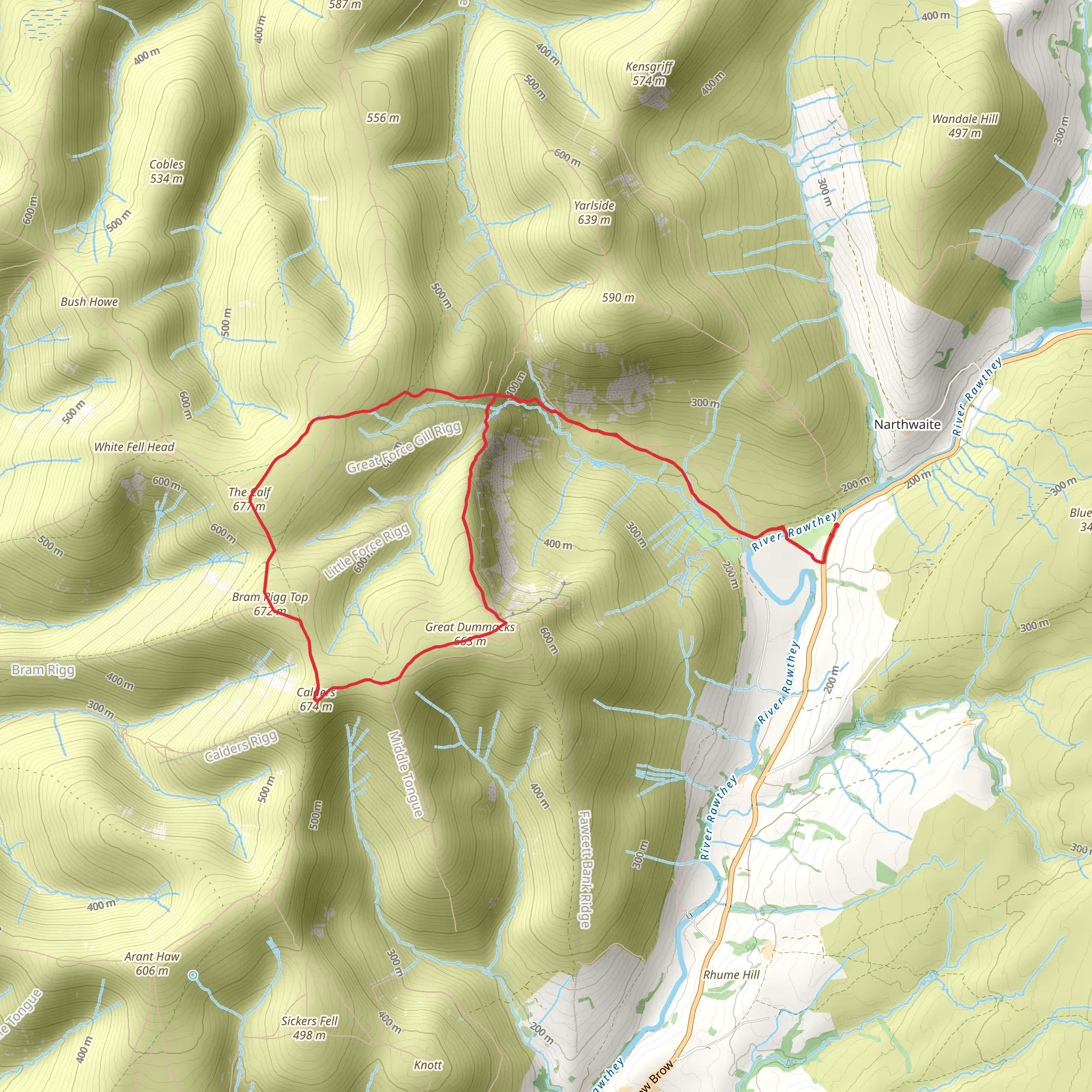 Low Haygarth - Great Dummacks - Calders - Bram Rigg Top and the Calf mobile static map