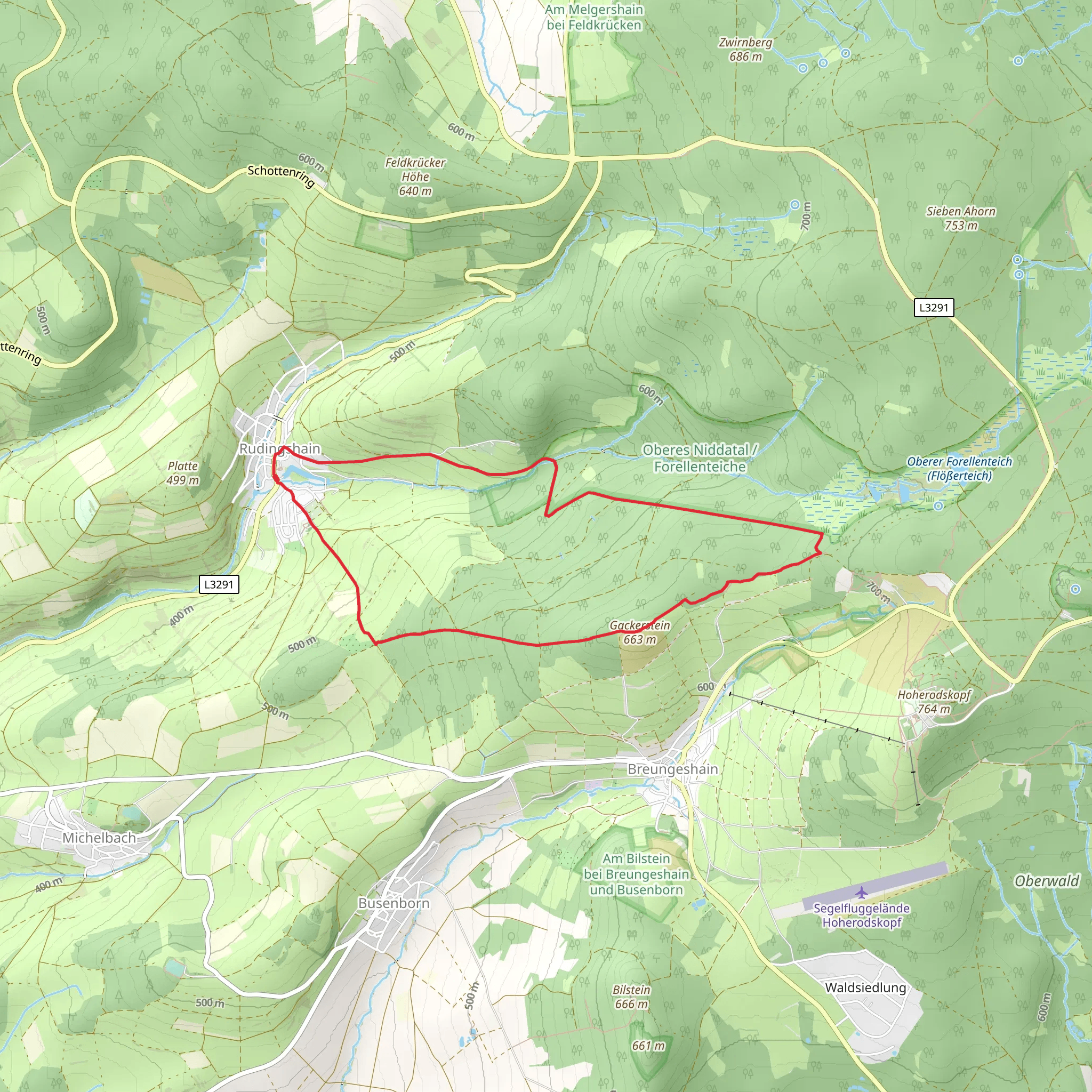 Gipfeltour Schotten and Hessenweg mobile static map