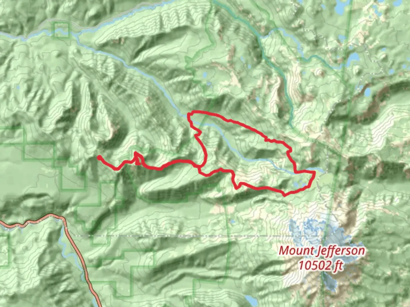 An image depicting the trail Triangulation Peak, South Breitenbush and Whitewater Loop Trail and its surrounding area.