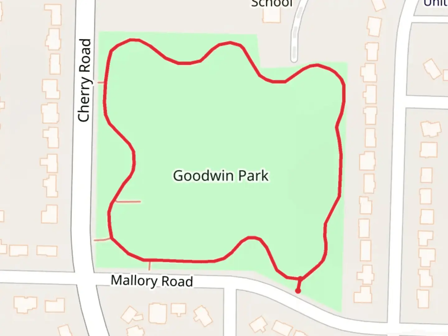 An image depicting the trail Goodwin Park Loop and its surrounding area.