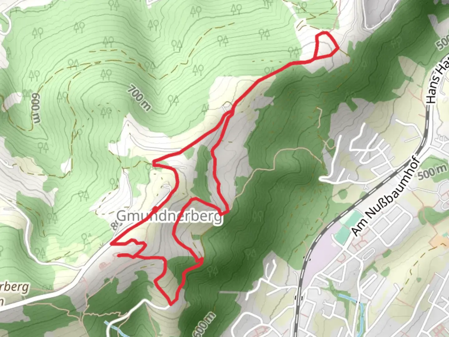 An image depicting the trail Gmundnerberg Nature Path and its surrounding area.