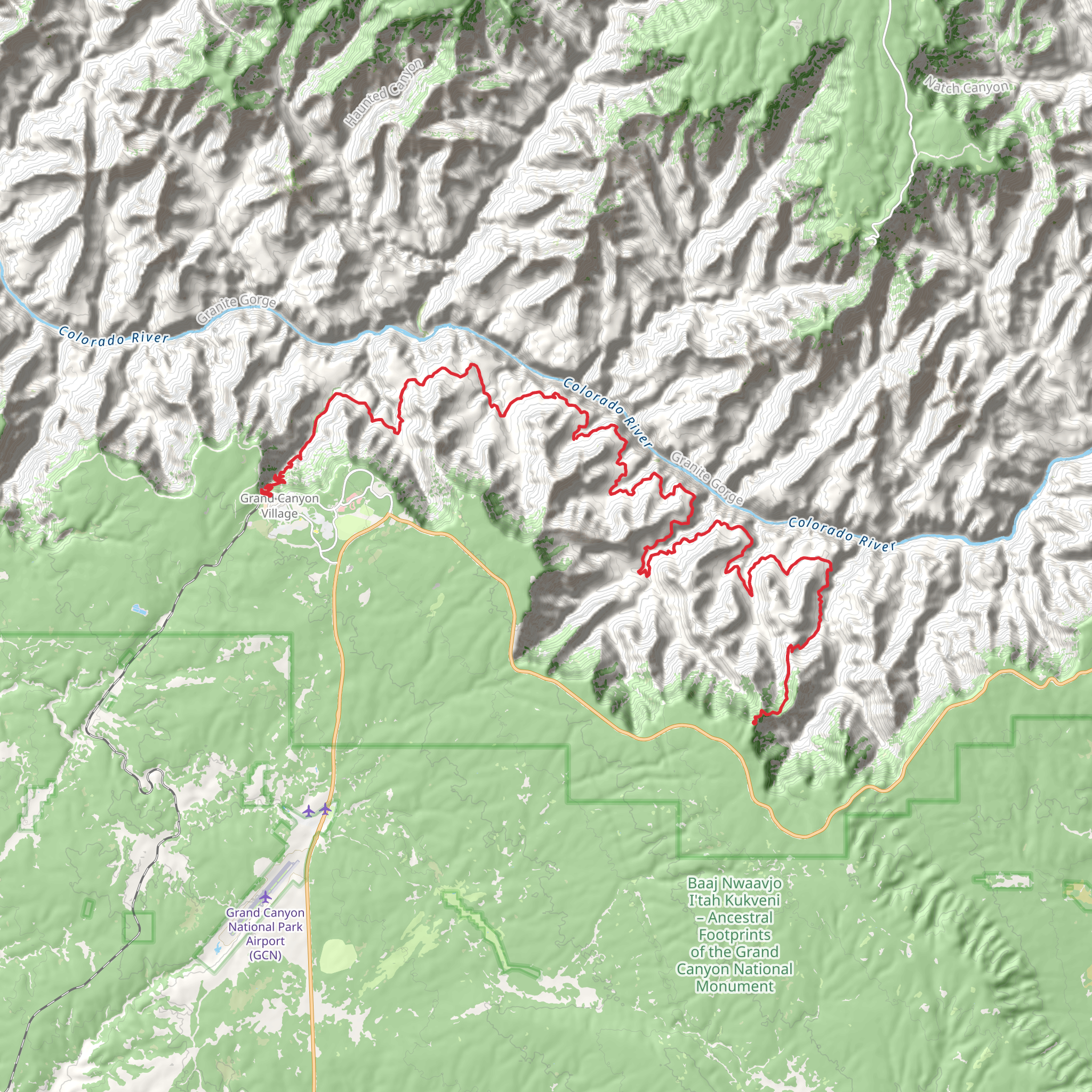 Tonto Trail - Grandview To Bright Angel mobile static map