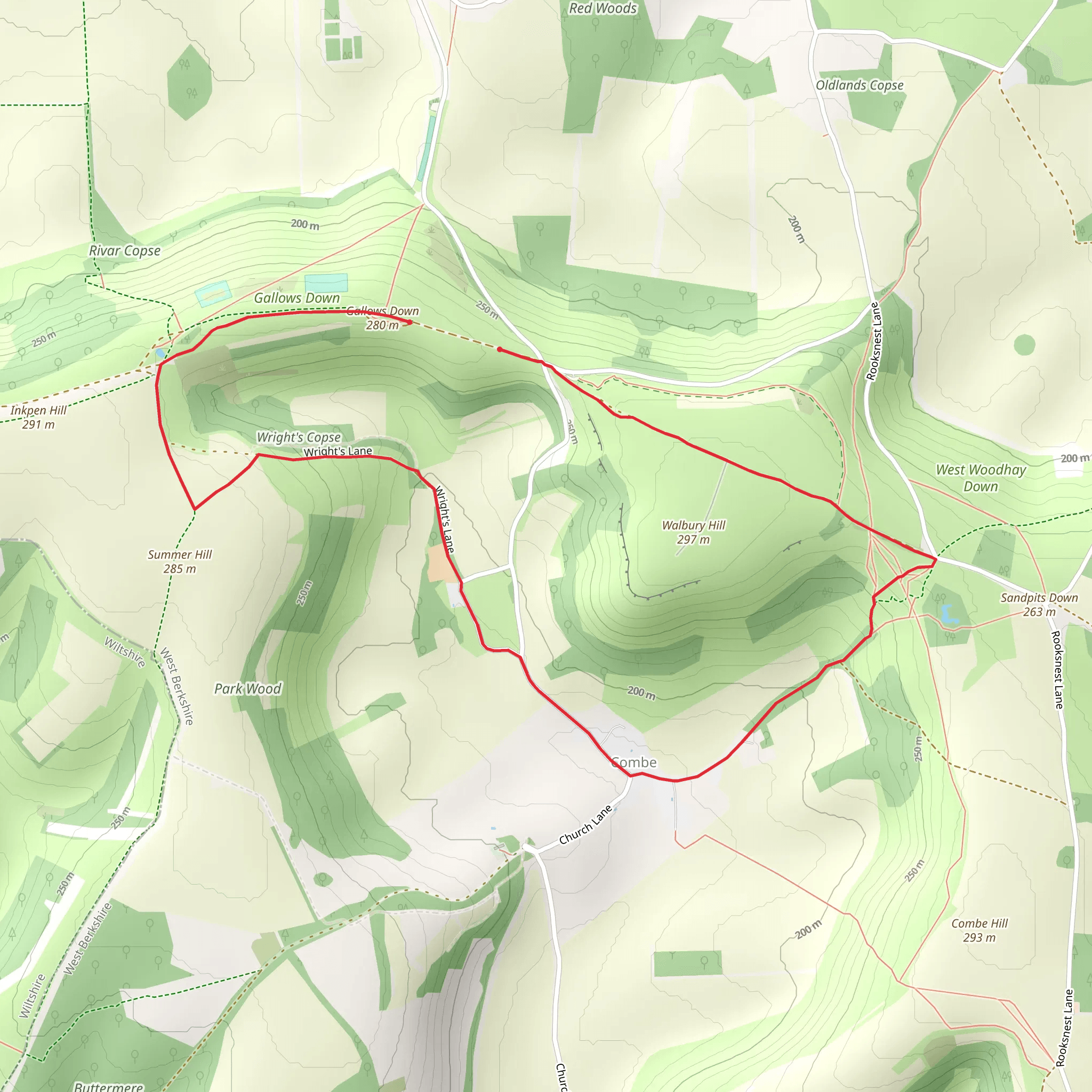 Gallows Down and Wright's Copse Loop mobile static map