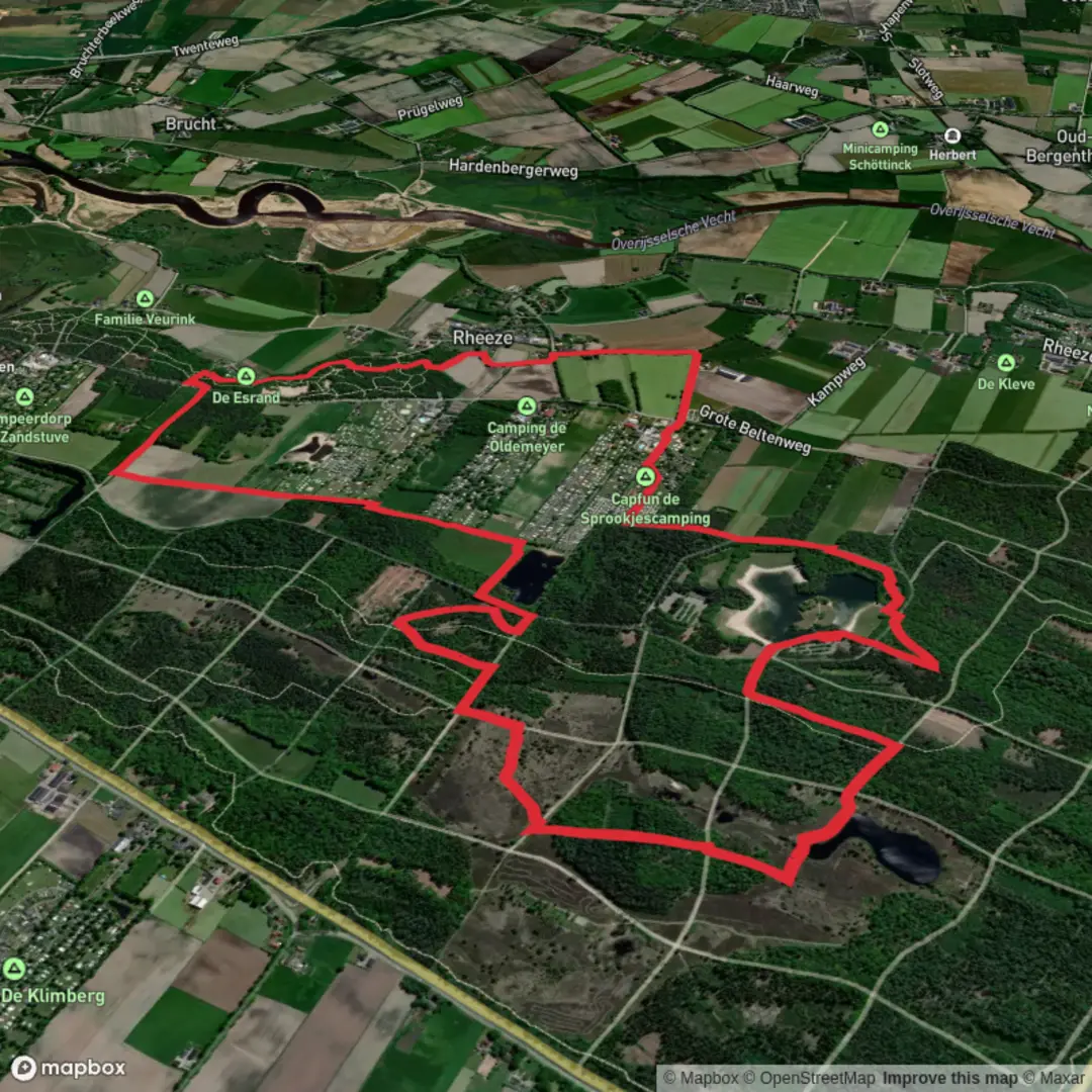 An image depicting the trail De oldemeijer and Rheezerbelten Loop and its surrounding area.