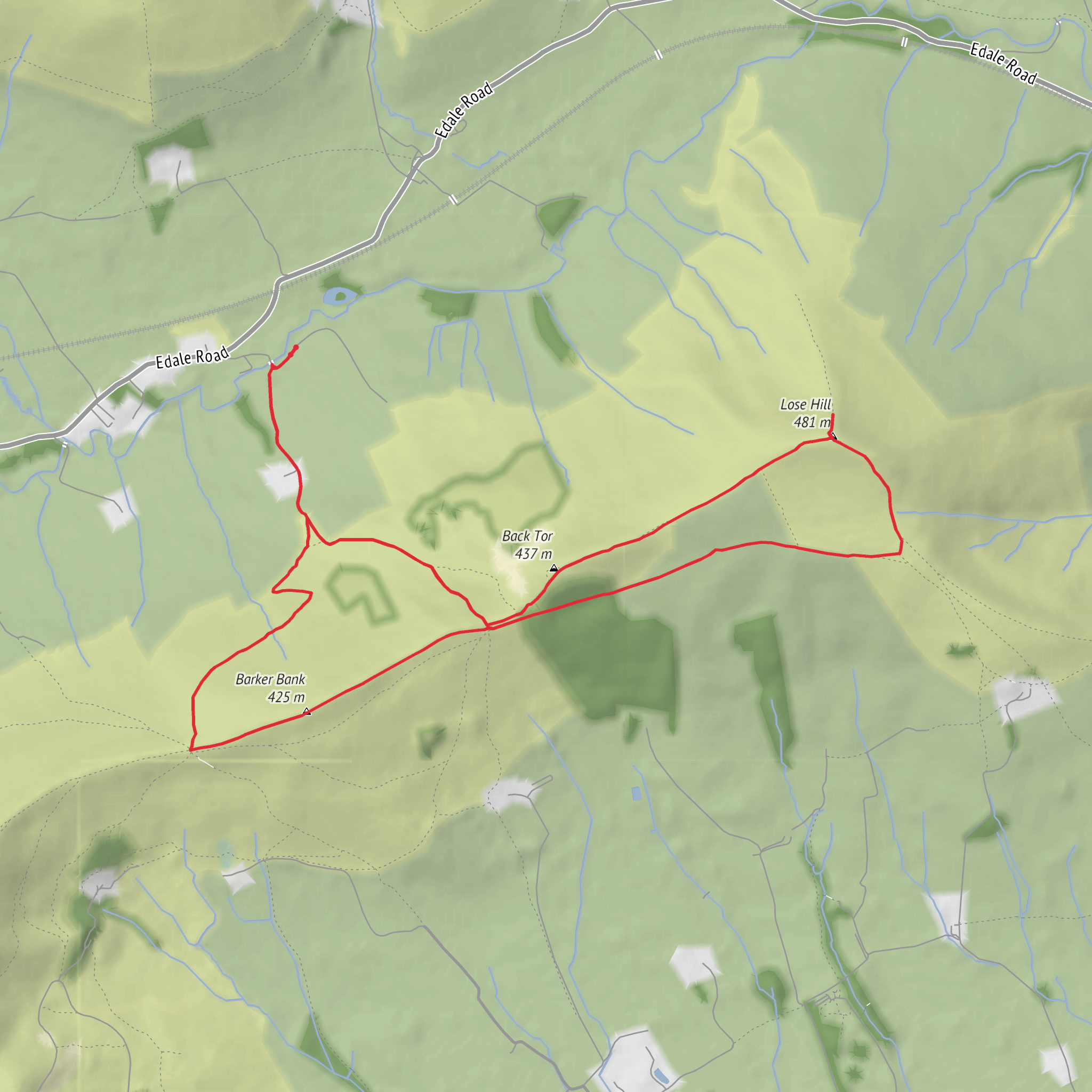 Back Tor from the Farm - forest section mobile static map