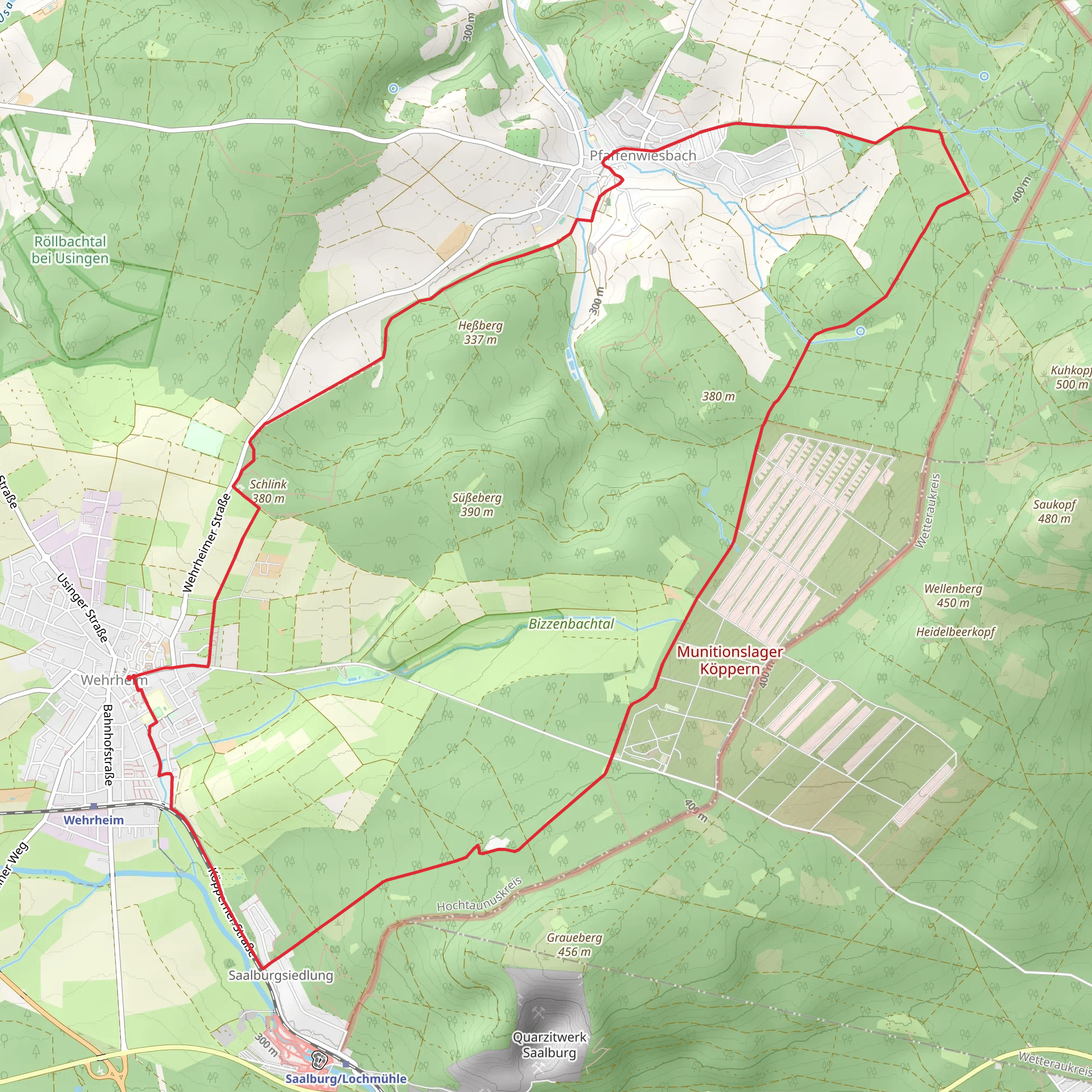 Wehrheim and Pfaffenwiesbach Loop mobile static map