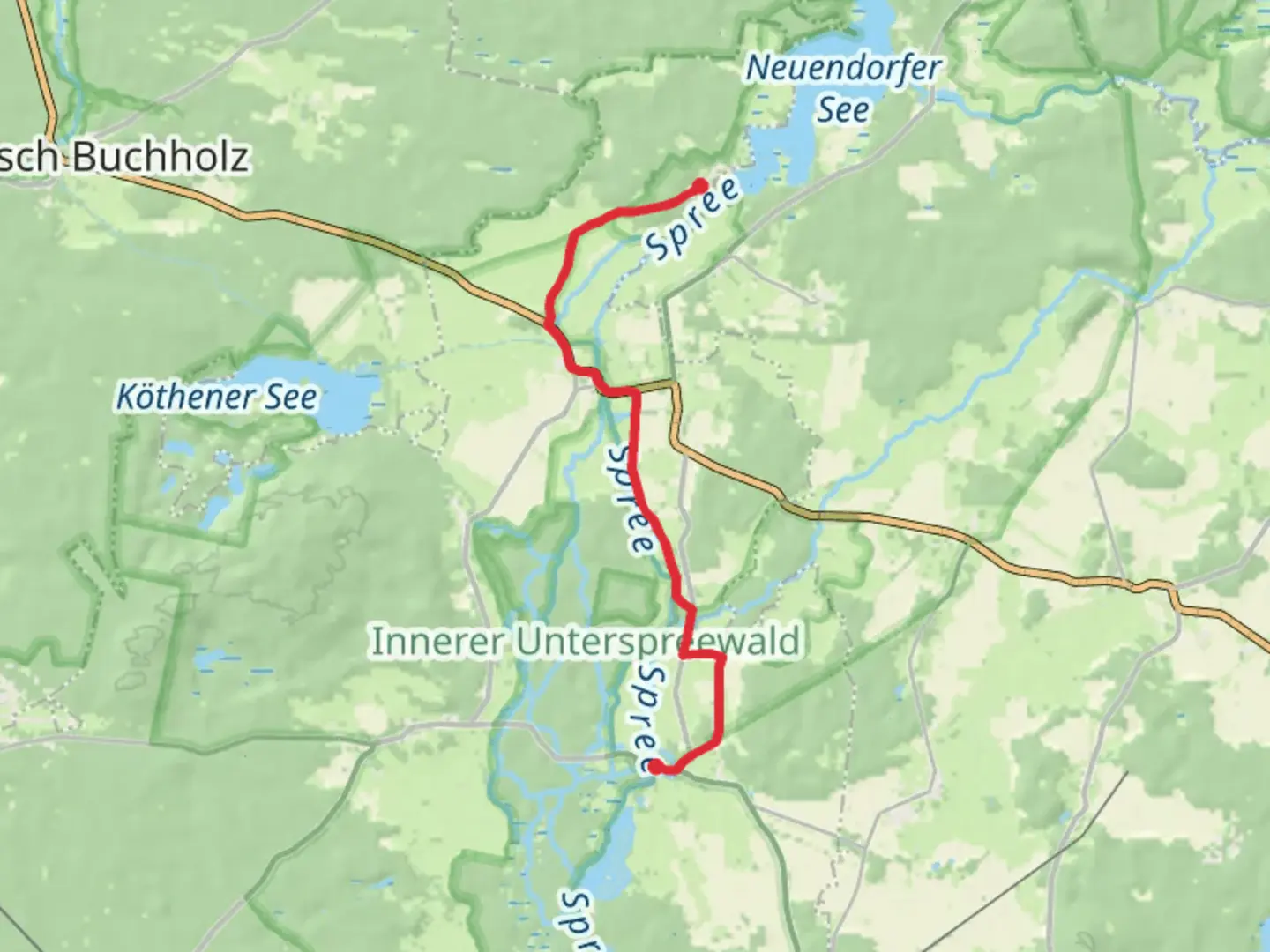 An image depicting the trail Schlepzig to Neuendorf am See via Paul-Gerhardt Weg and its surrounding area.