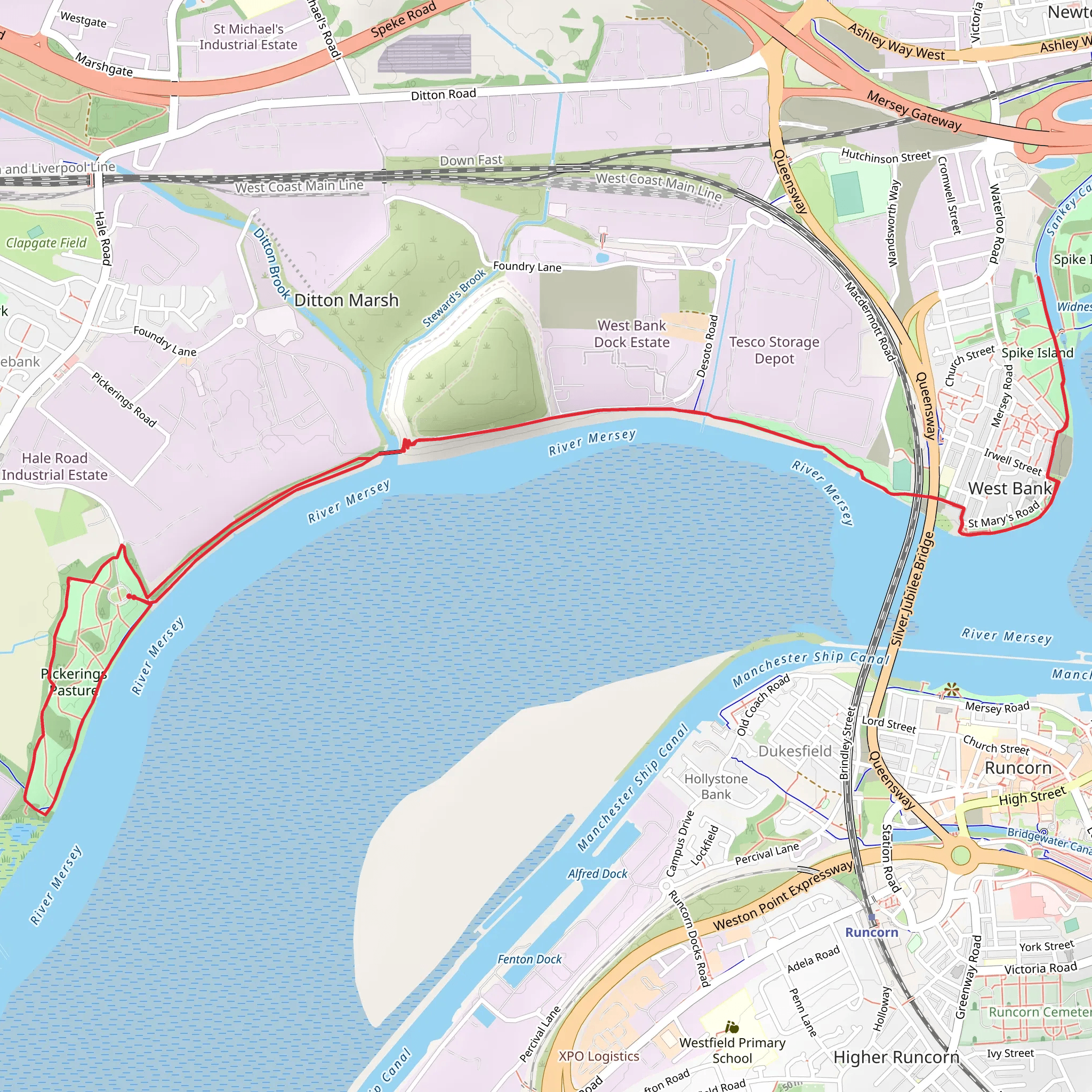 Pickering Park to Spike Island mobile static map
