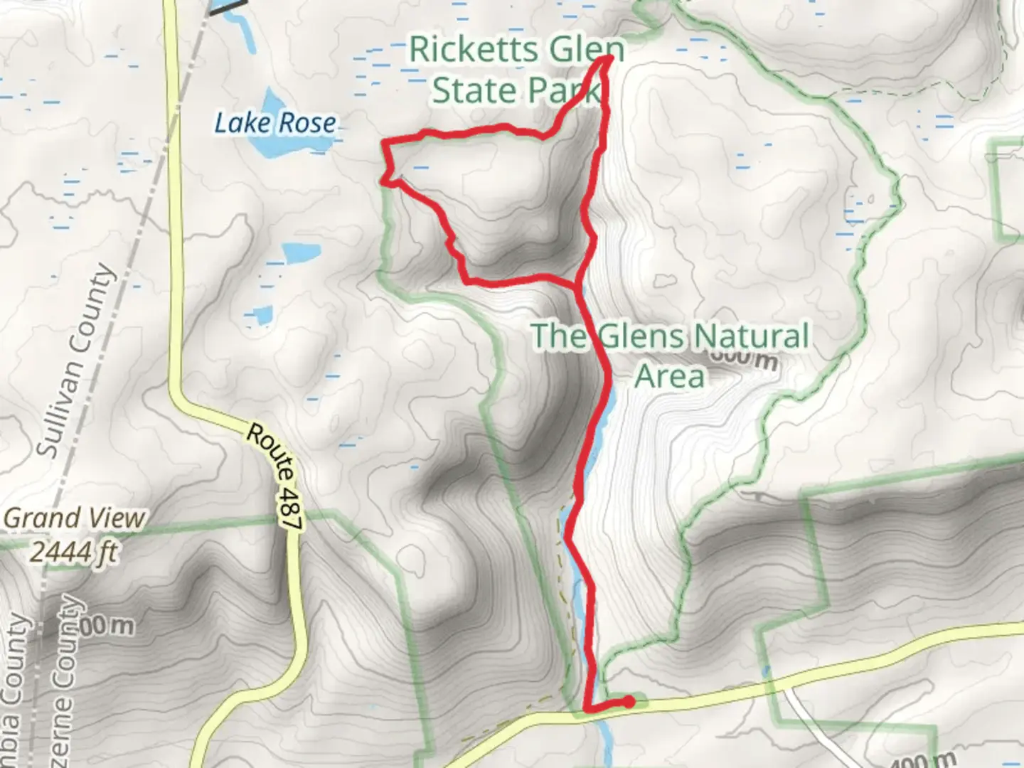 An image depicting the trail Falls and Highlands Trail Loop and its surrounding area.