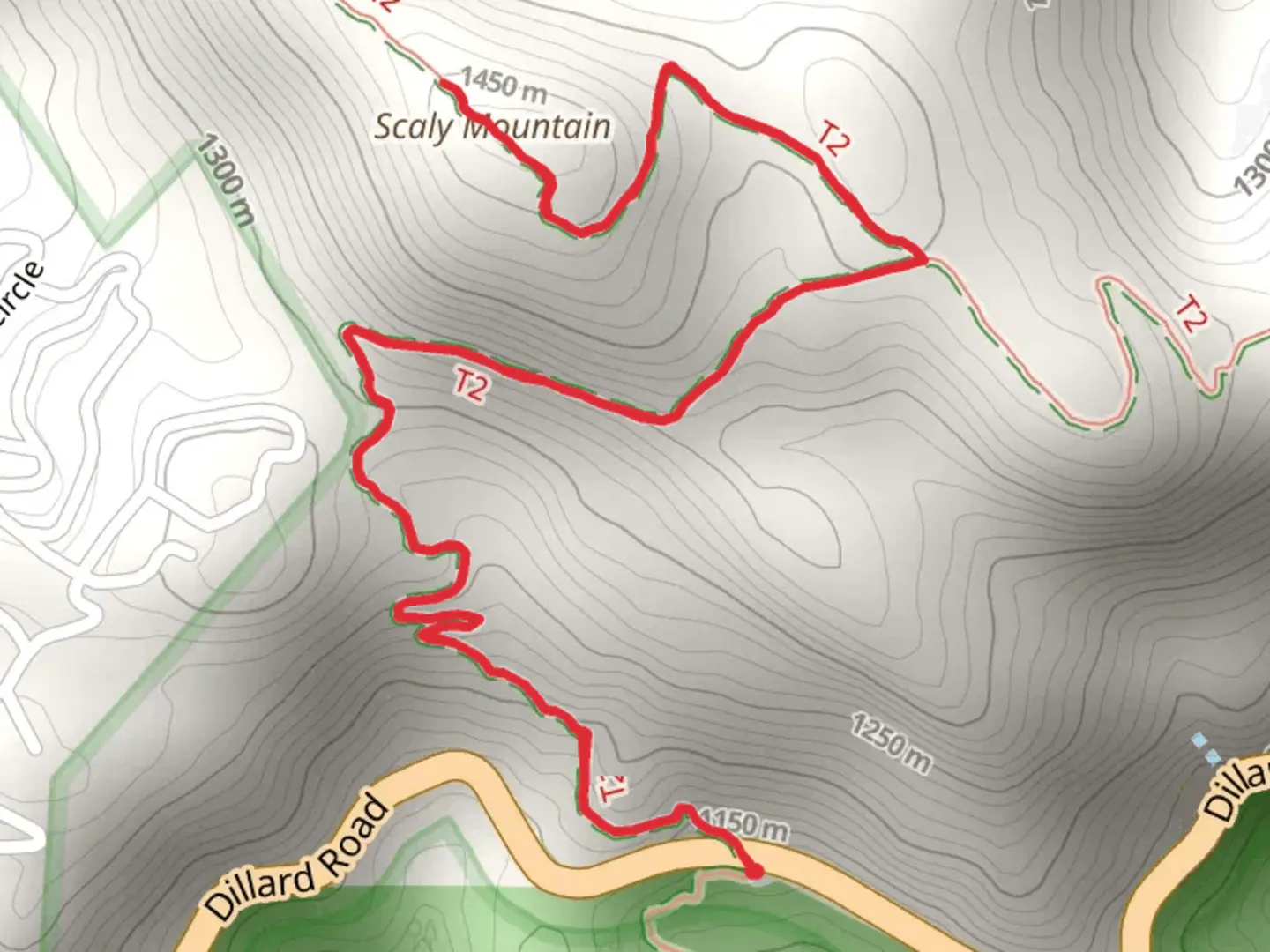 An image depicting the trail Scaly Mountain - Bartram Trail and its surrounding area.