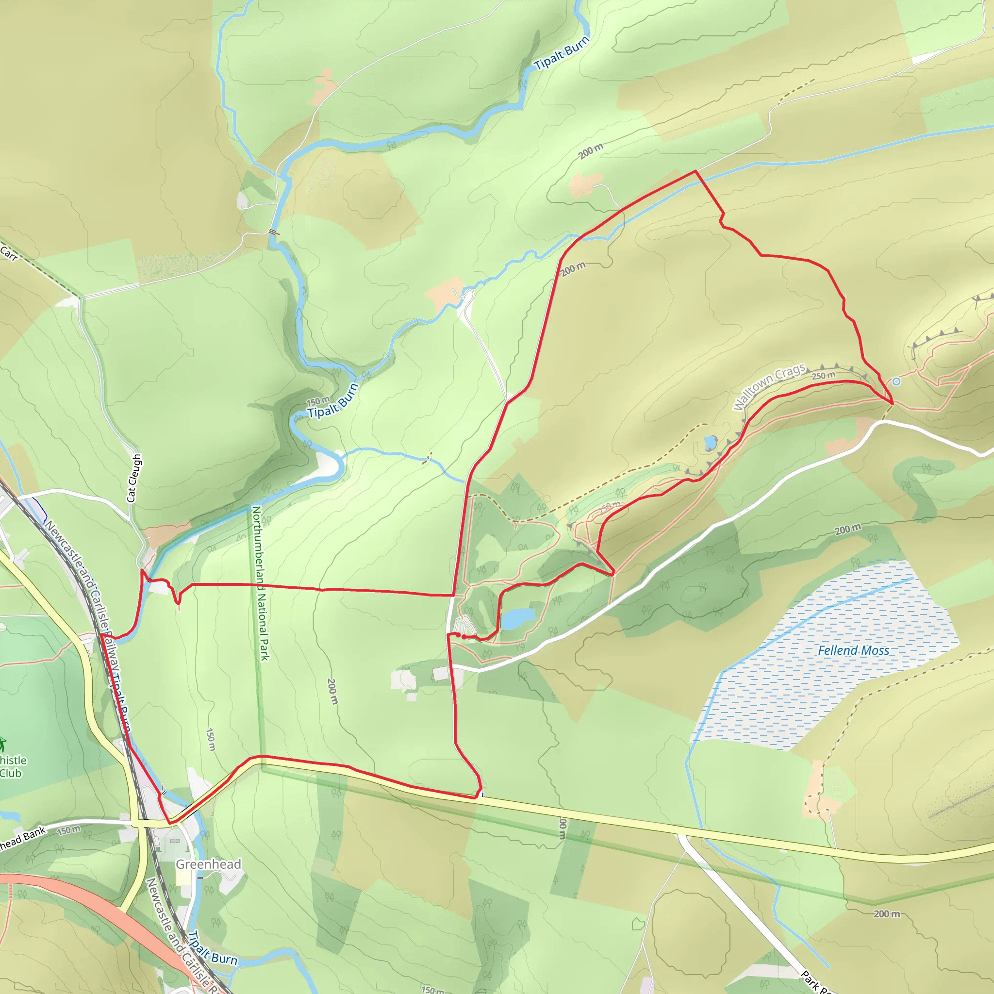 Walltown Crags Loop mobile static map